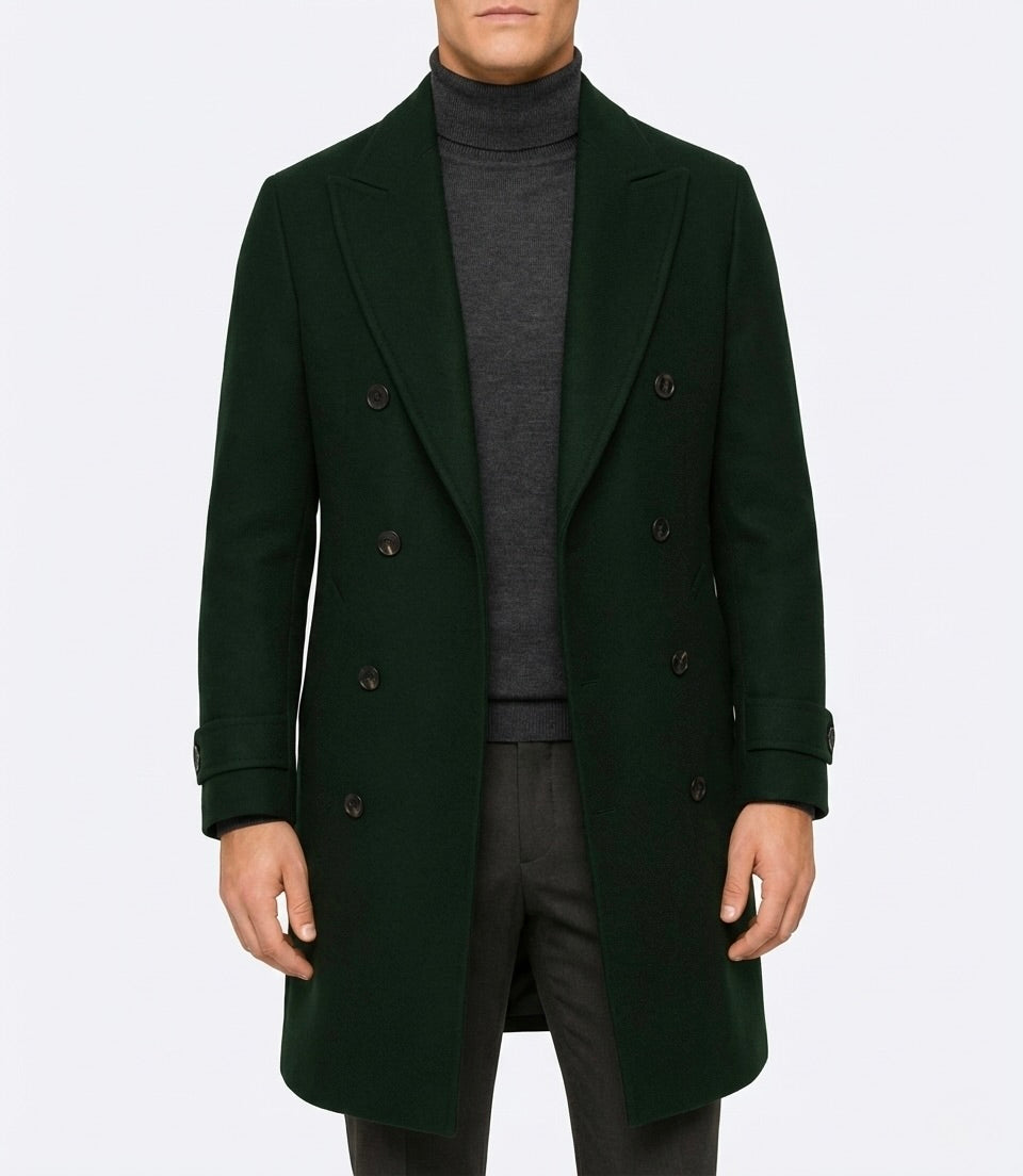 Zane Barläs Green Wool Overcoat, layering allowance over suit men