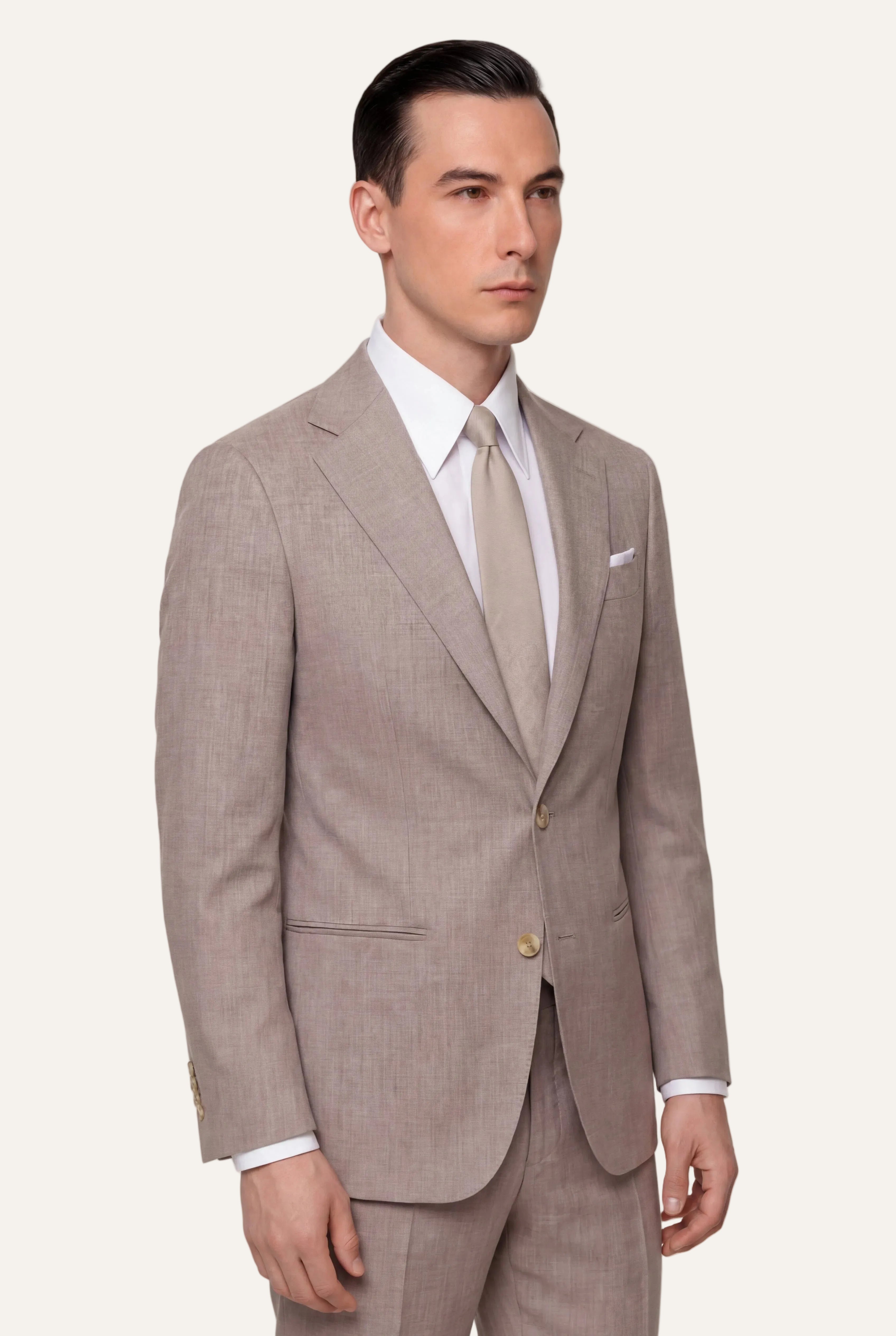 Zane Barläs Oxford Beige Suit, high armhole construction detail