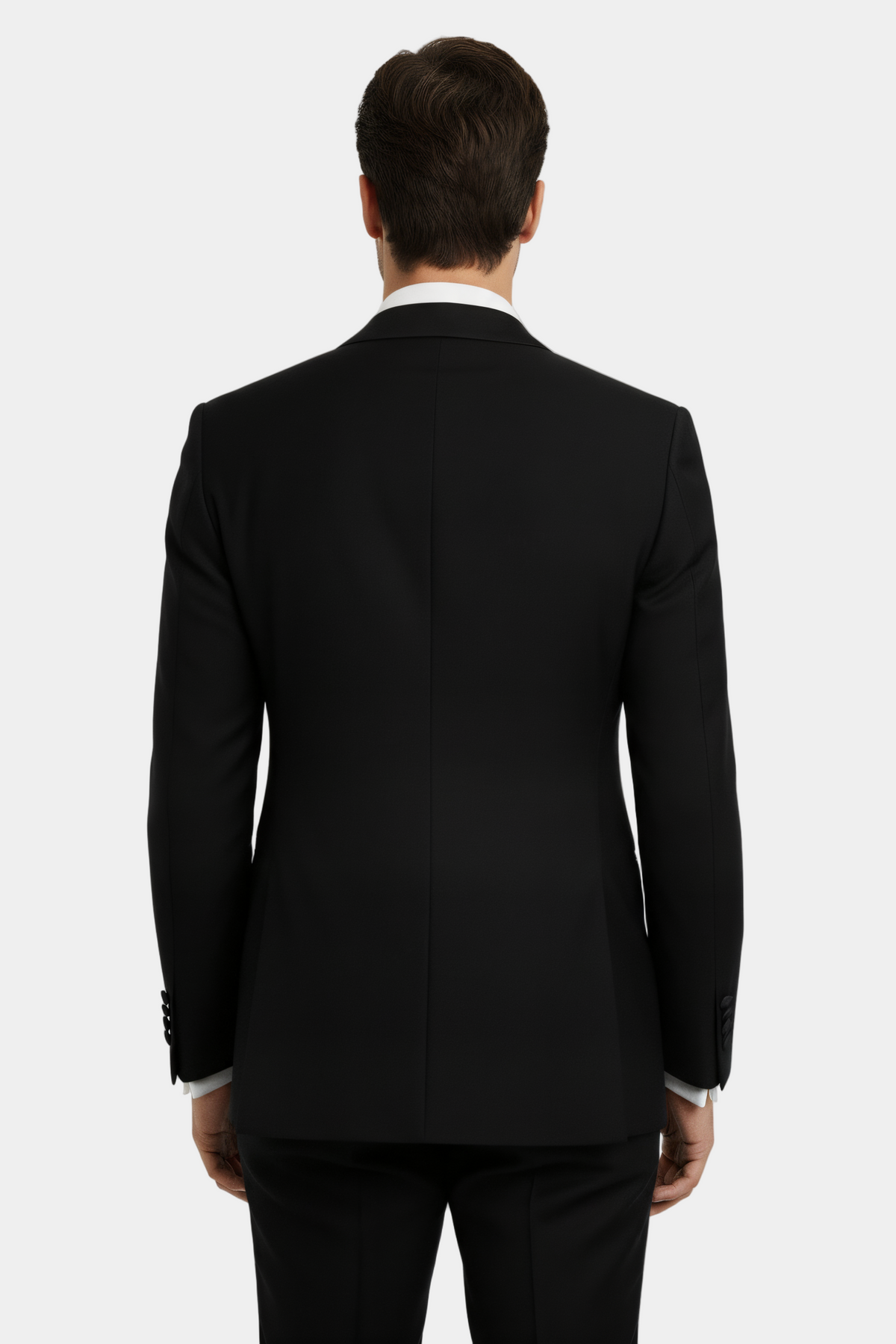 Zane Barläs Black Manhattan Tuxedo, back view, clean vent
