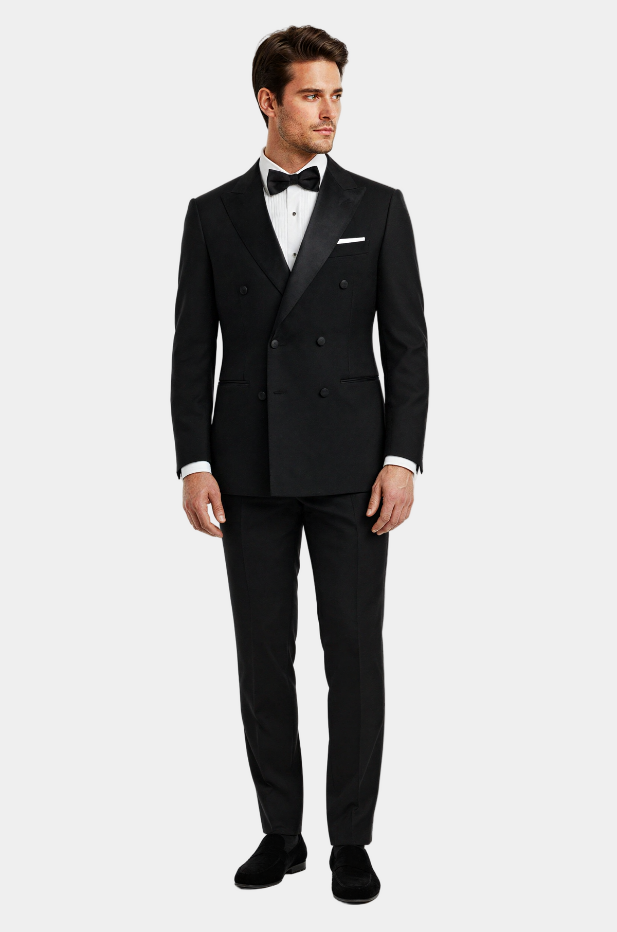 Zane Barläs Black Manhattan Tuxedo, full suit front view on model