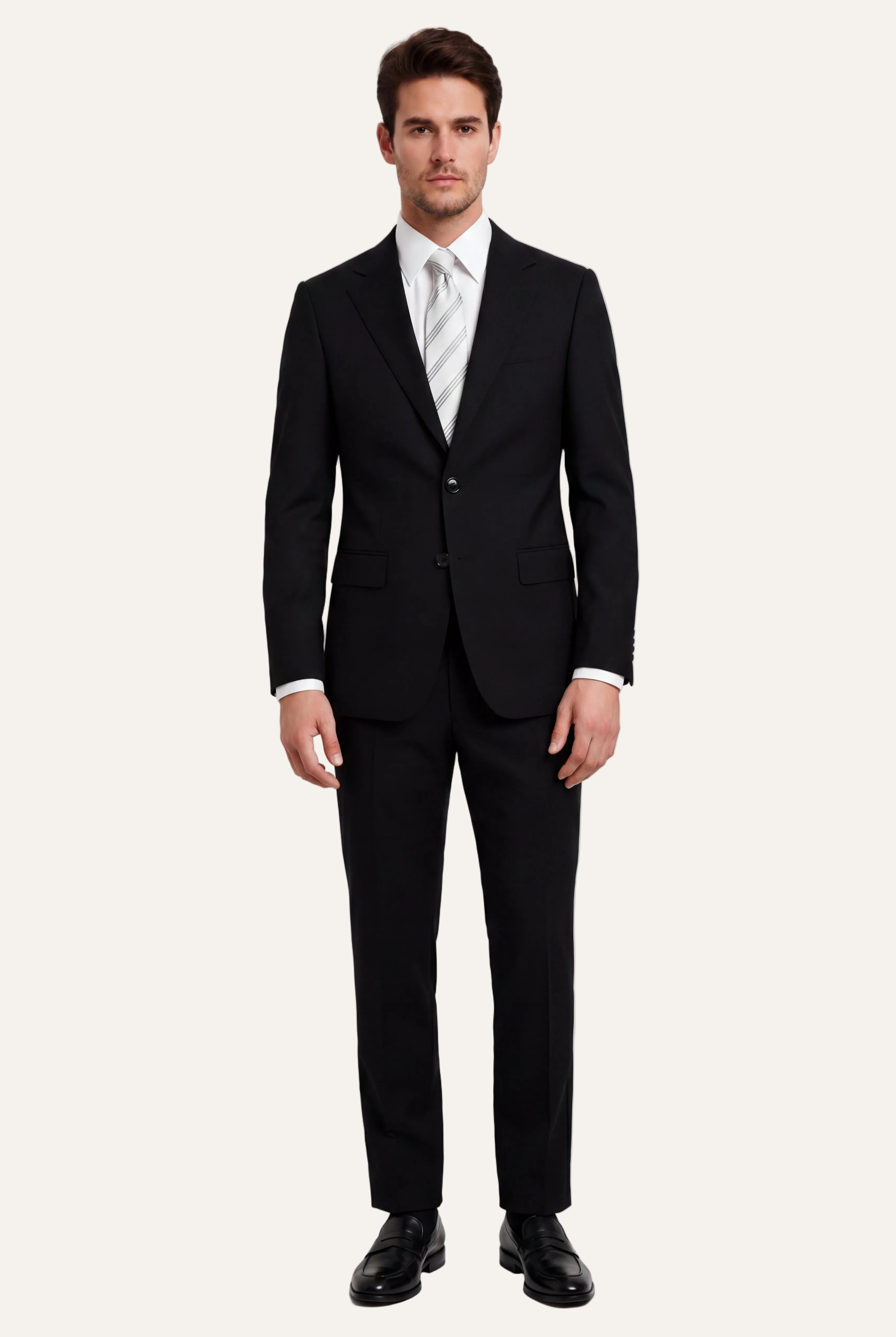 Zane Barläs Oxford Black Suit — full length front view on model