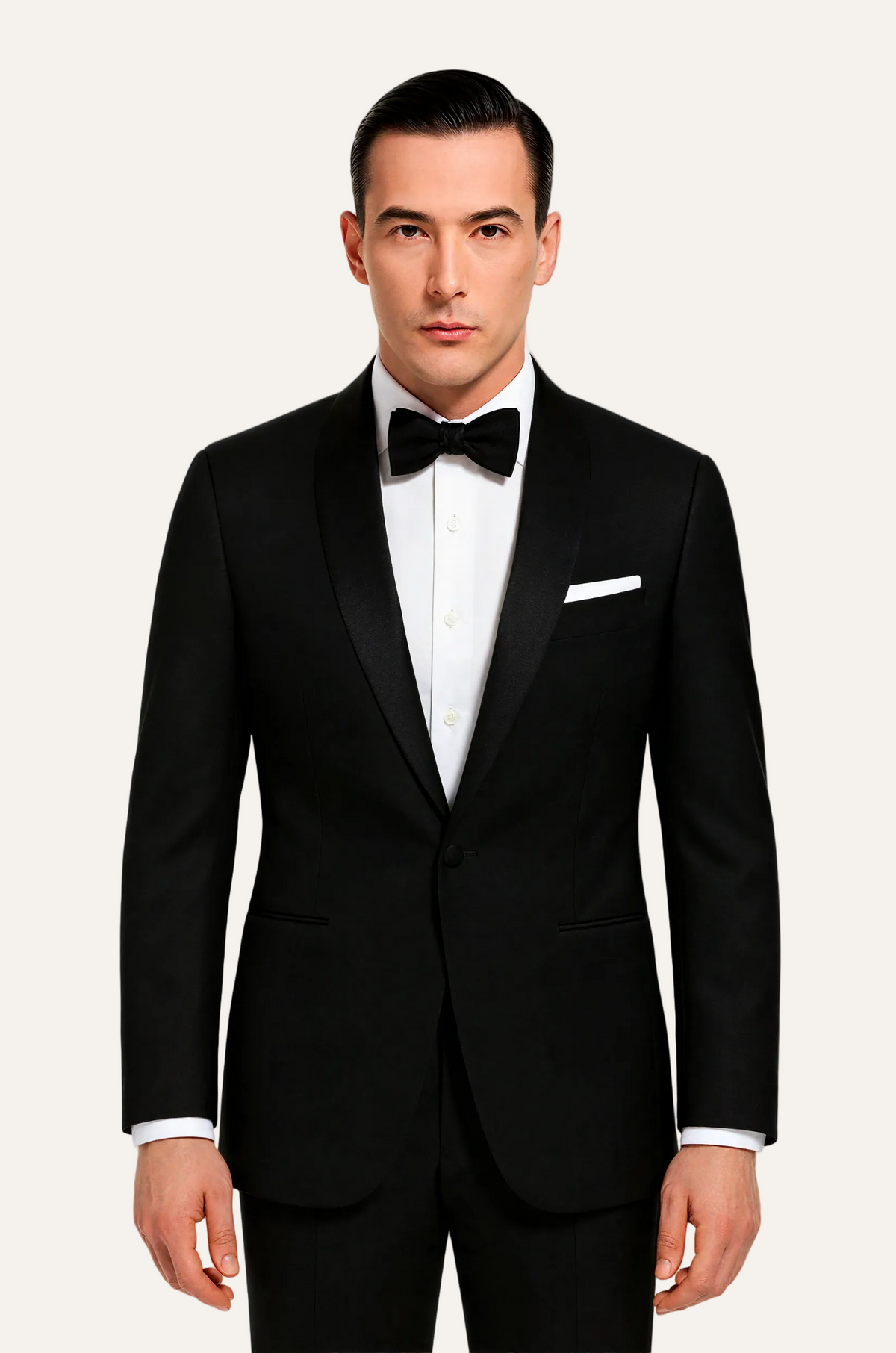 Zane Barläs Black Monaco Tuxedo, front view men tailored wool tuxedo suit