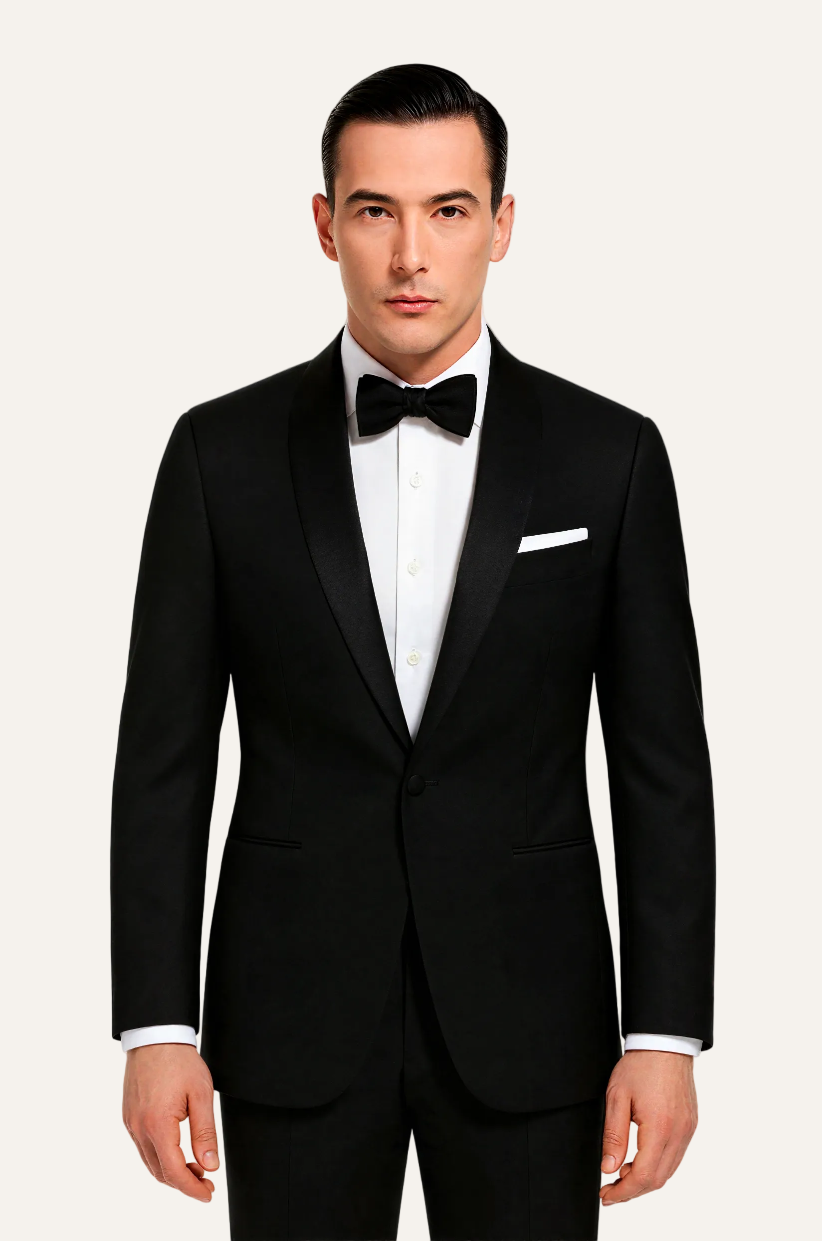 Zane Barläs Black Monaco Tuxedo — front view men tailored wool tuxedo suit