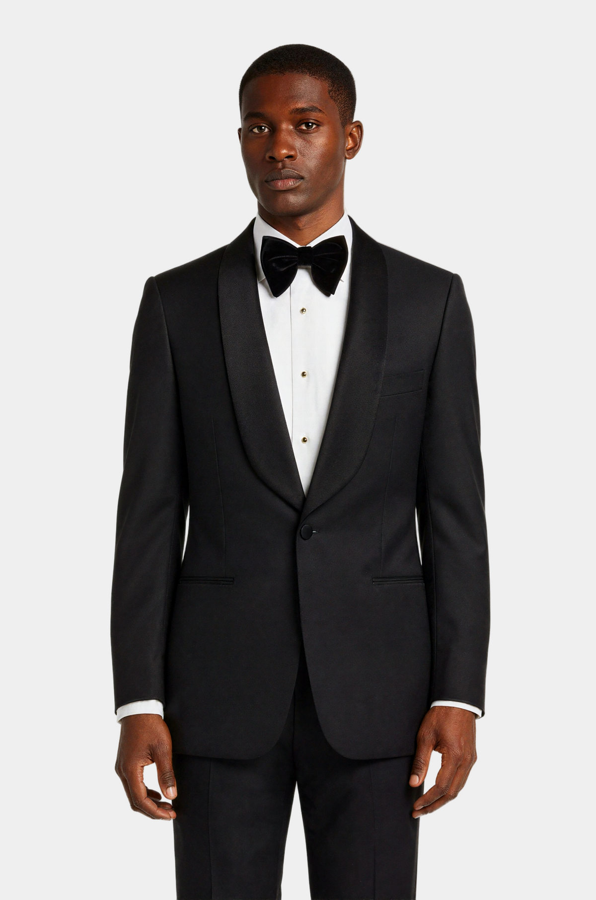 Zane Barläs Black Monaco Tuxedo, front view tailored wool suit men black tie