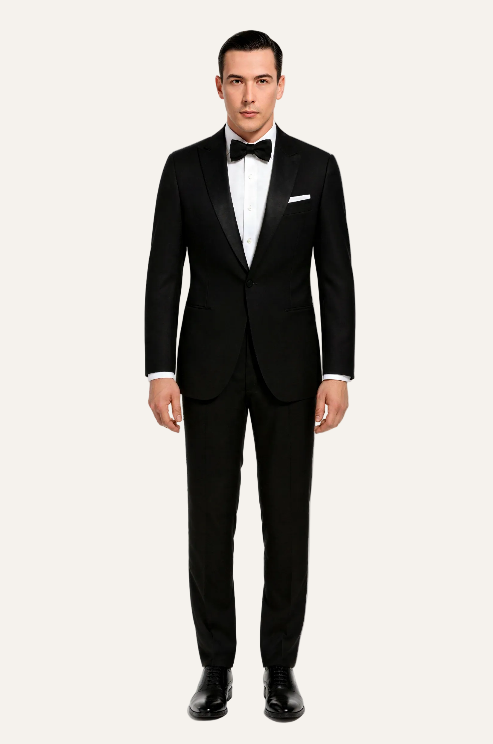 Zane Barläs Black Monaco Tuxedo — full suit view on model men black tie