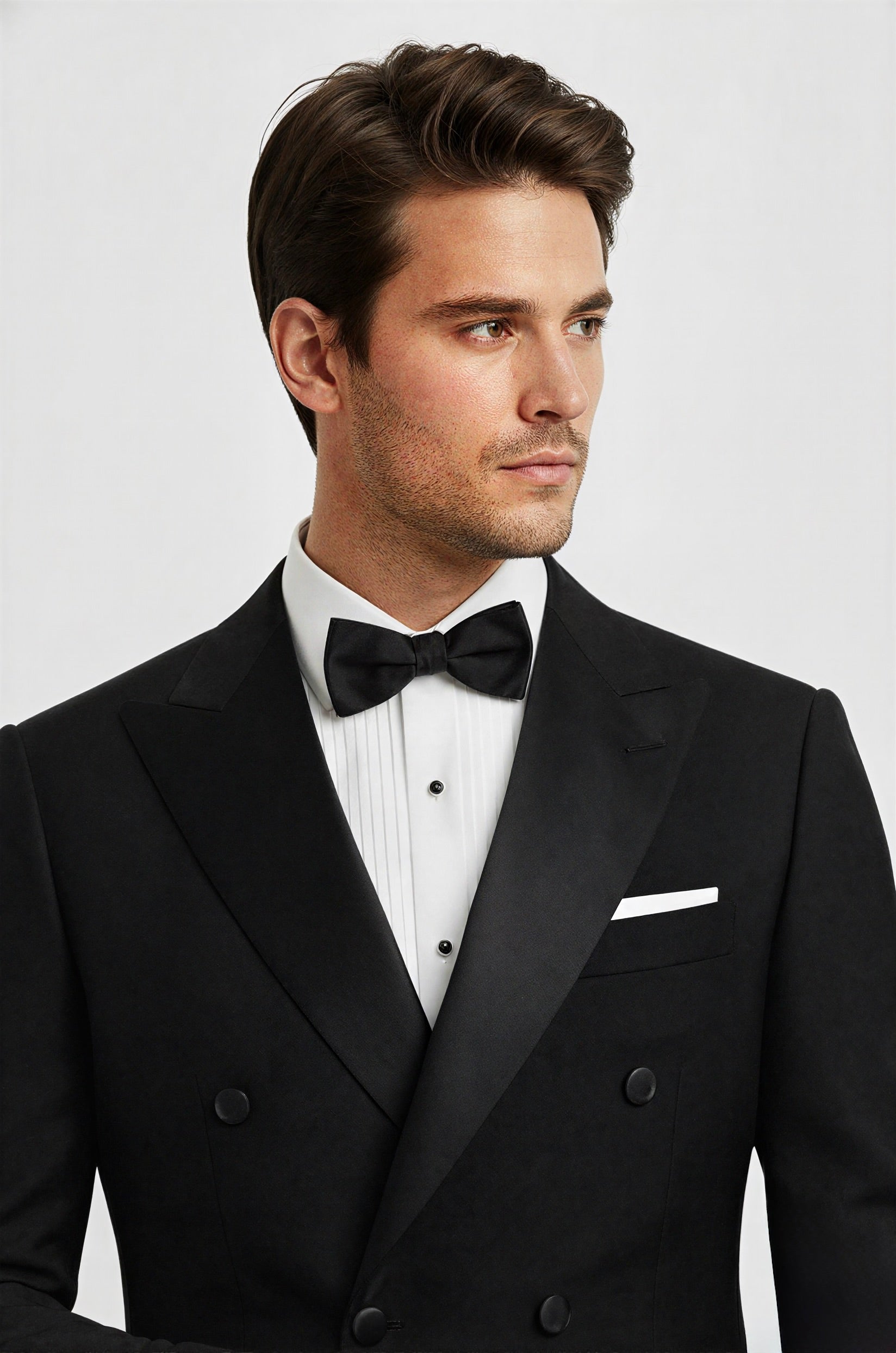 Zane Barläs Black Manhattan Tuxedo, editorial front view on model