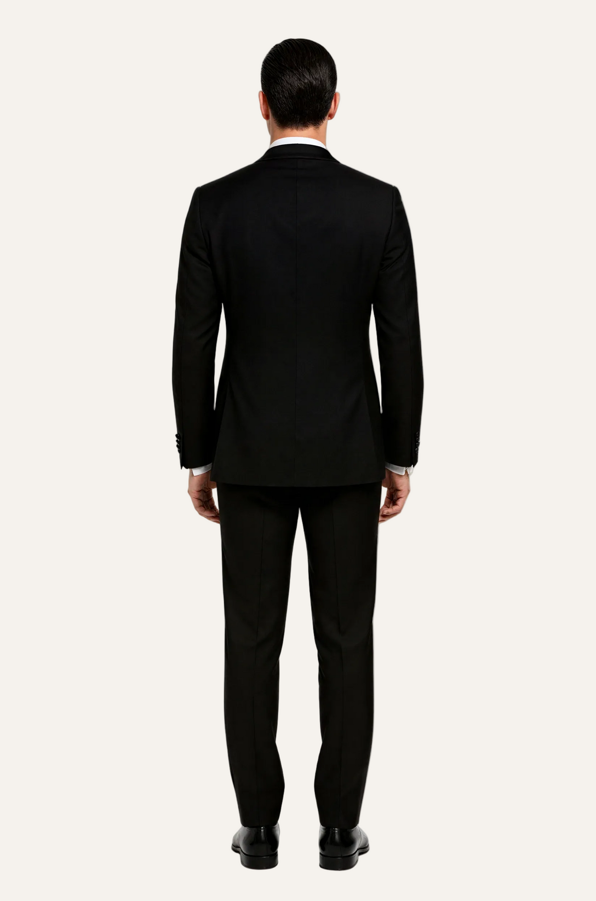 Zane Barläs Black Monaco Tuxedo, back view single vent clean silhouette