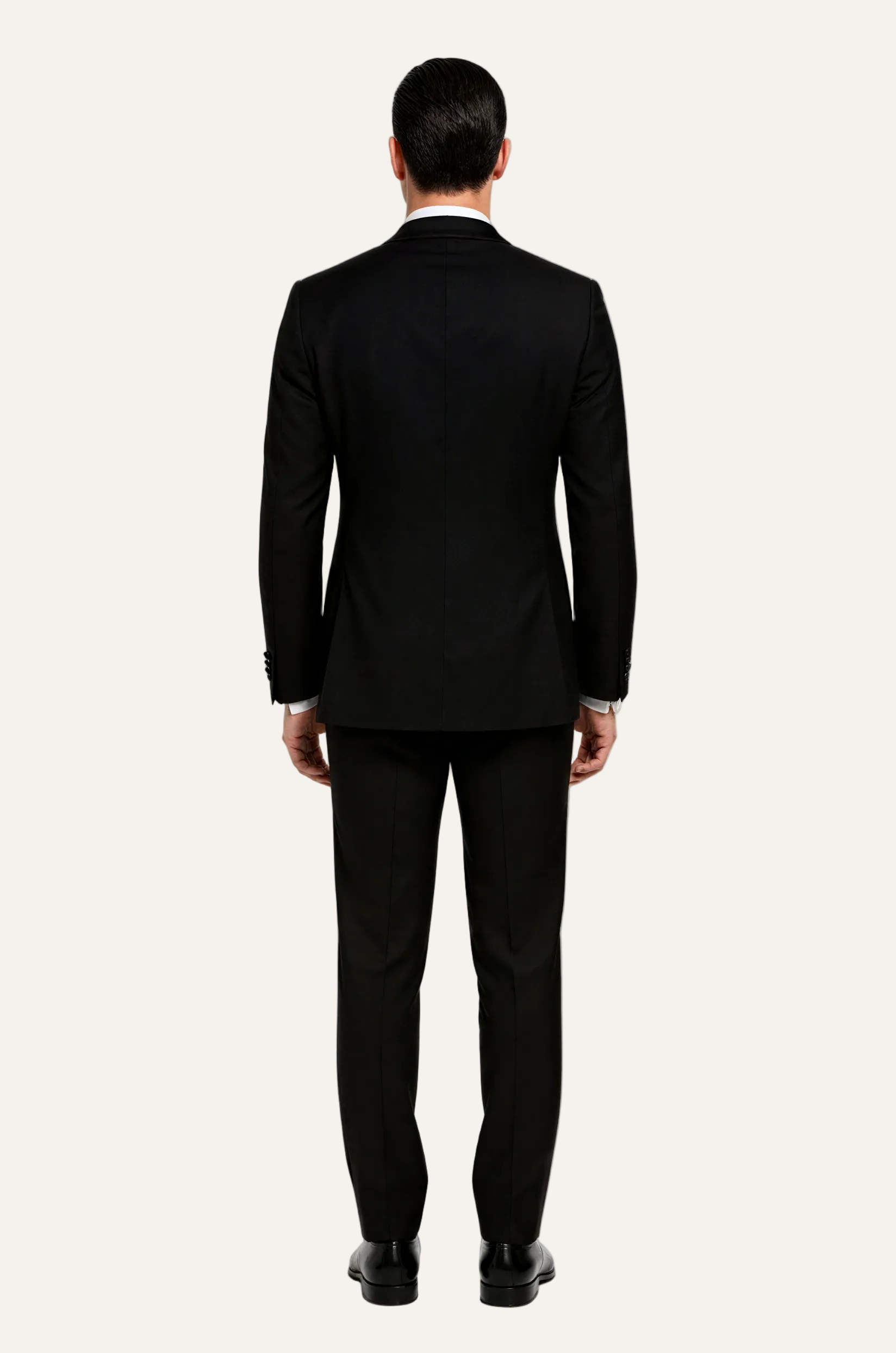 Zane Barläs Black Monaco Tuxedo, back view single vent clean silhouette