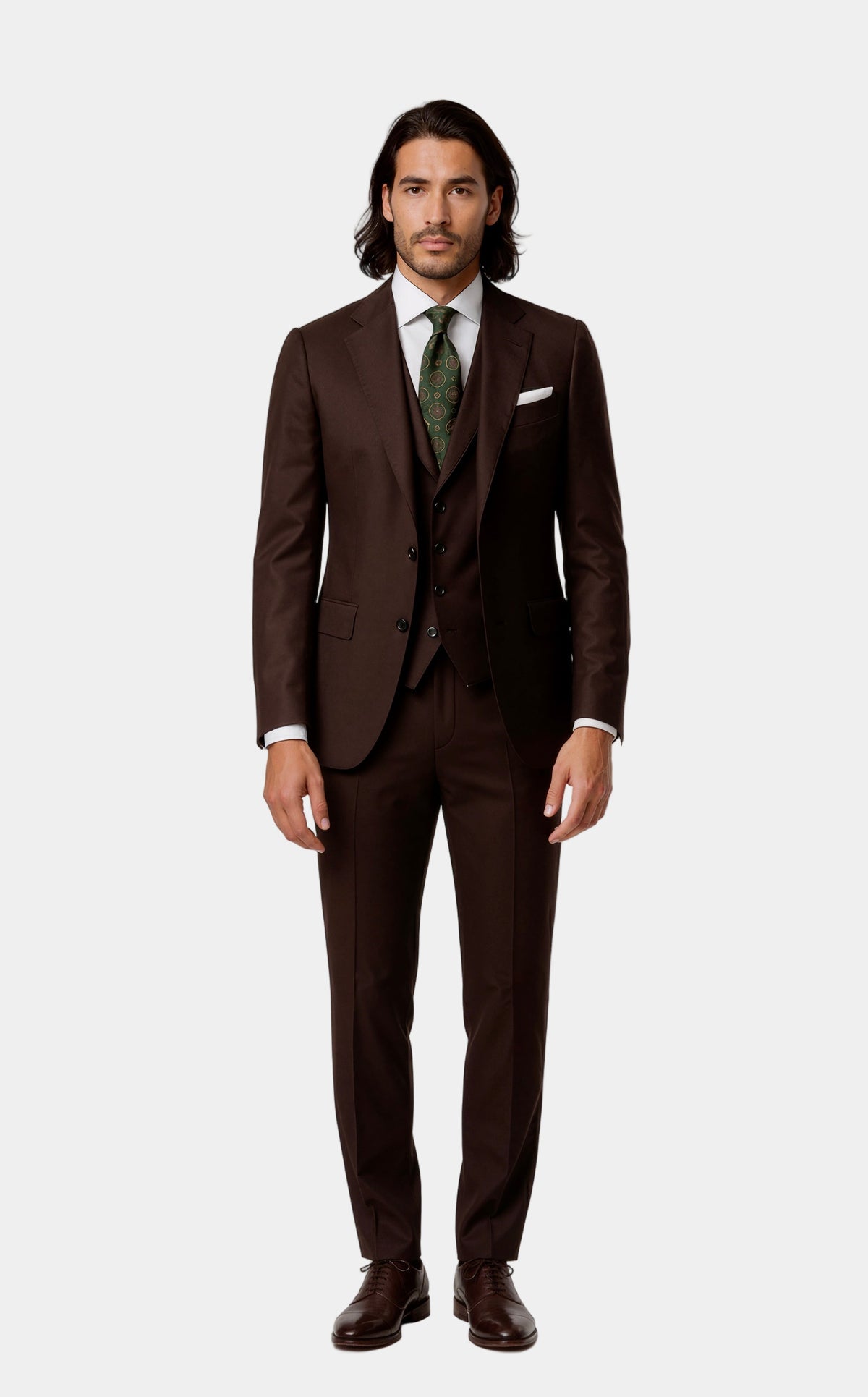 Zane Barläs Oxford Brown Plain Suit, lapel and fabric detail close-up