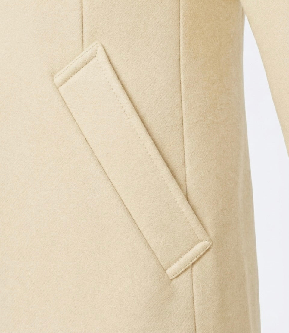Zane Barläs Cream Wool Peacoat, deep flannel pockets detail close-up