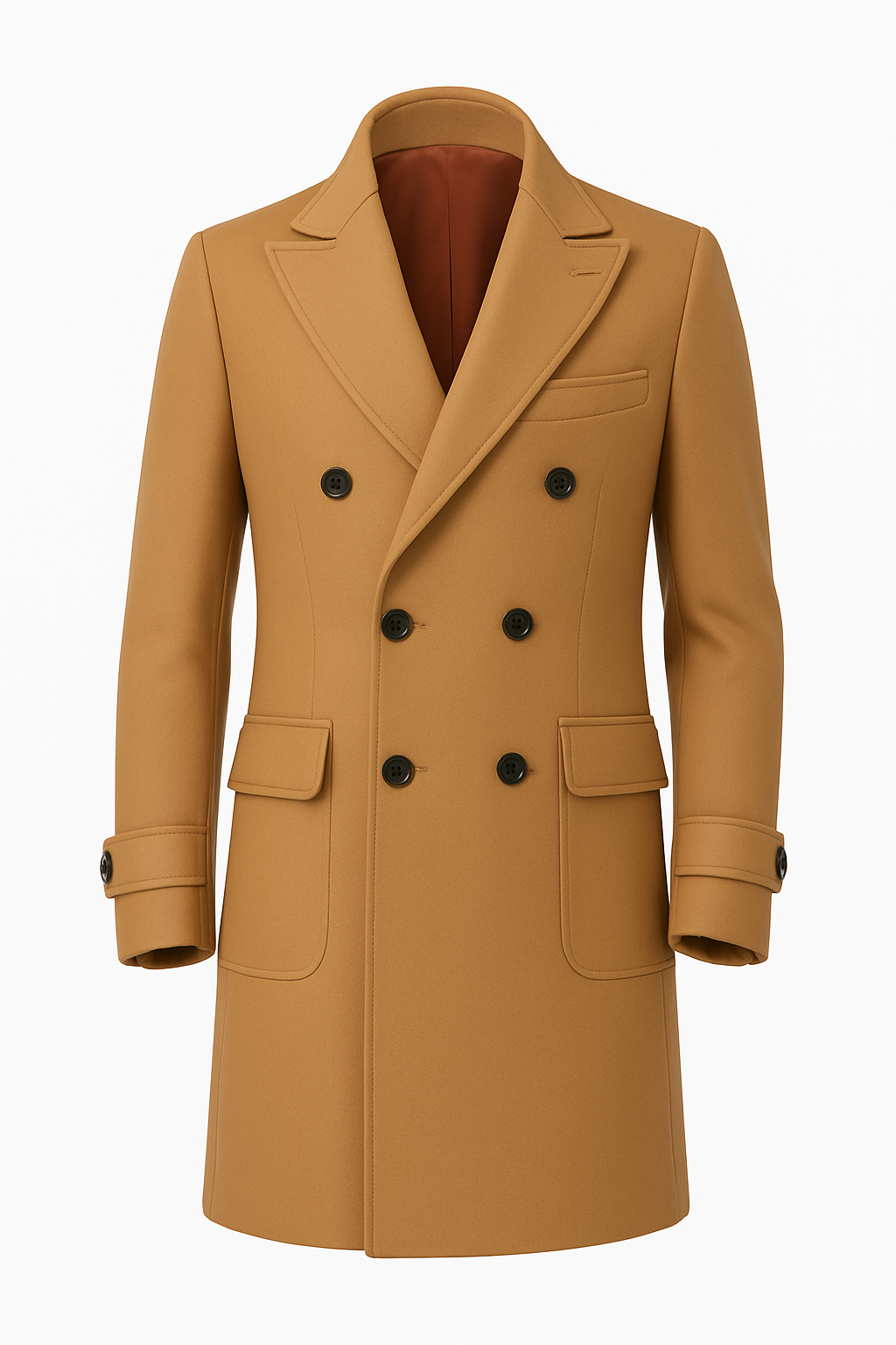 Zane Barläs Brown Cashmere Overcoat, deep flannel pockets detail close-up