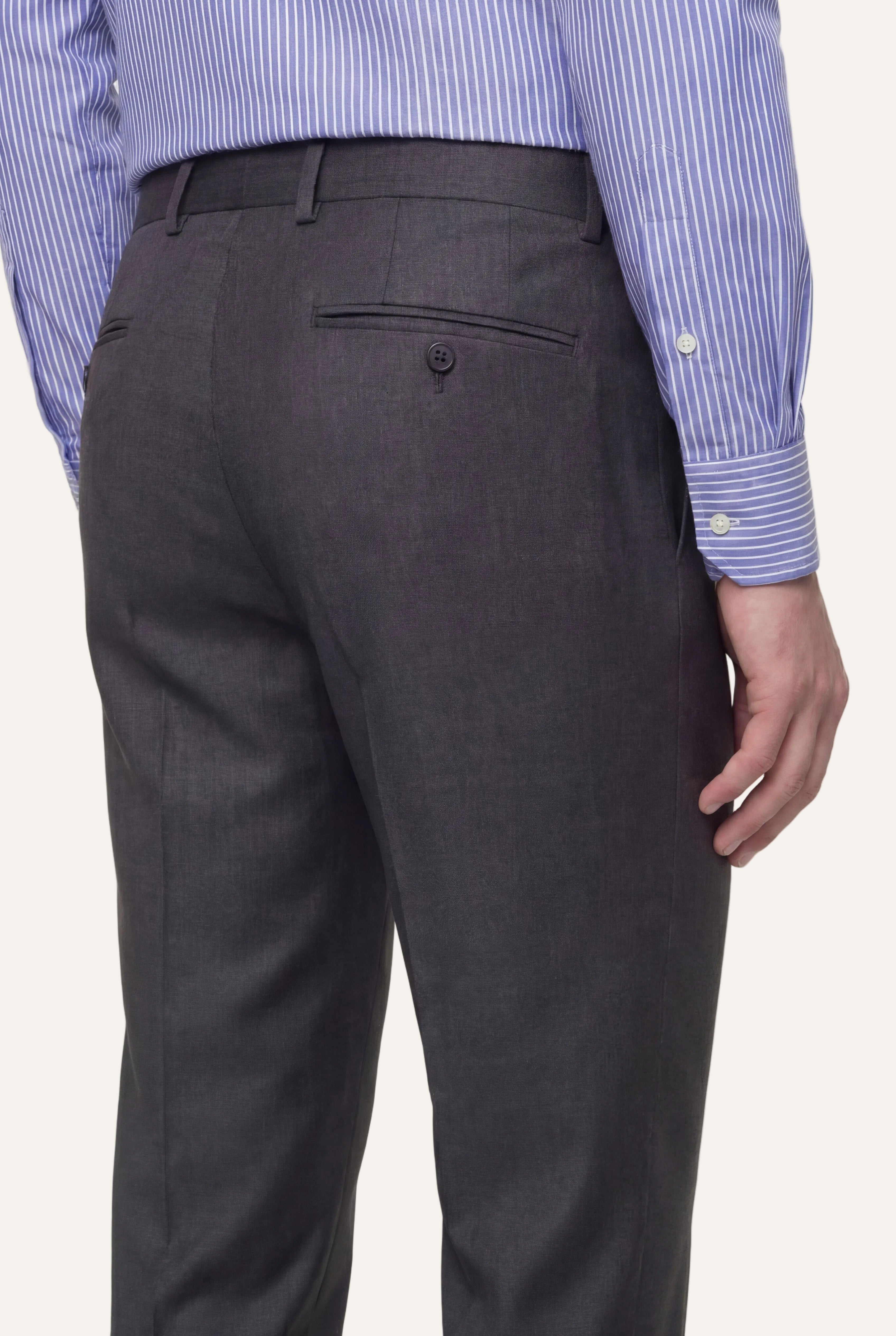 Zane Barläs Oxford Grey Suit — tapered leg trousers rear view