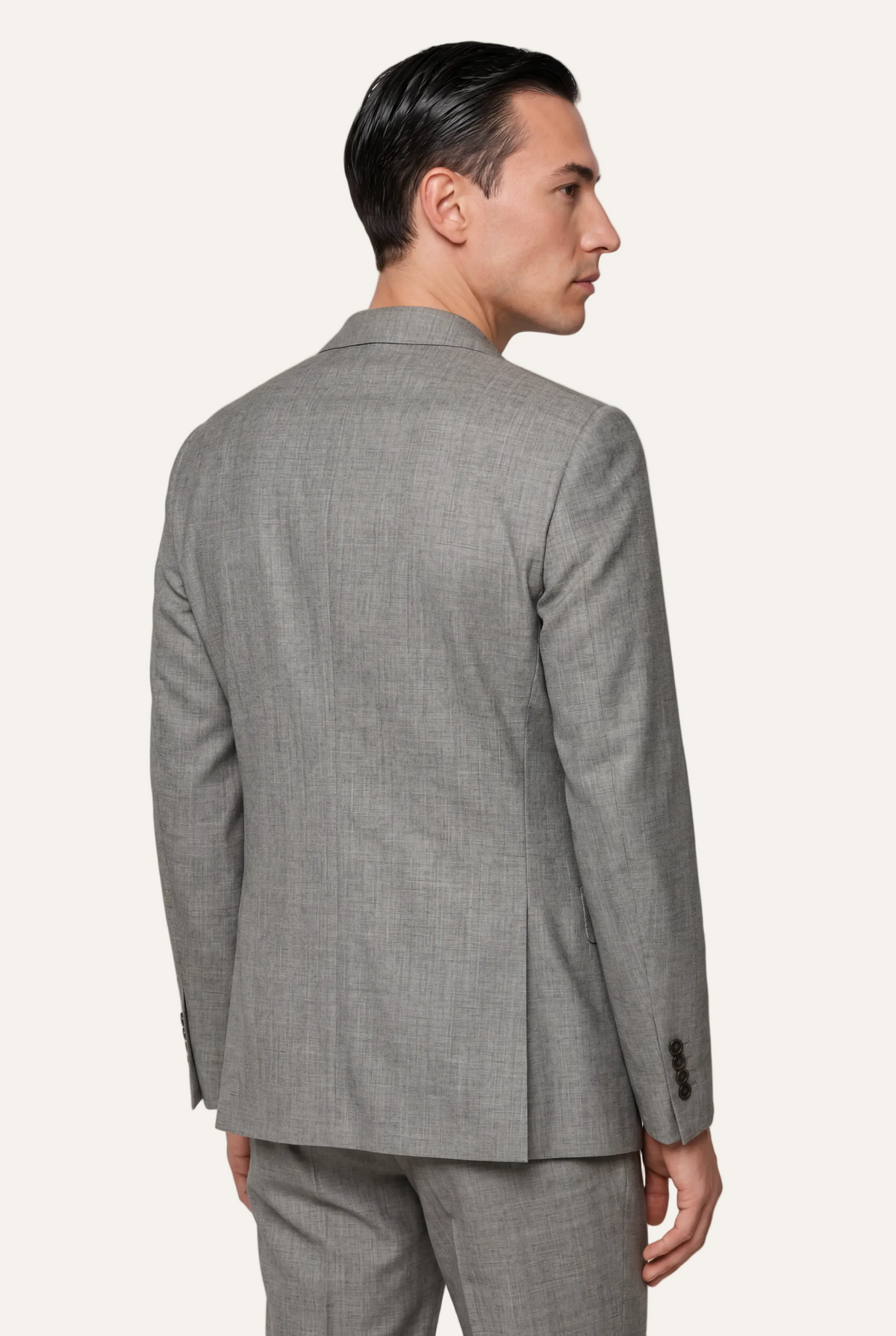 Zane Barläs Oxford Light Grey Plain Suit, back view, clean vent