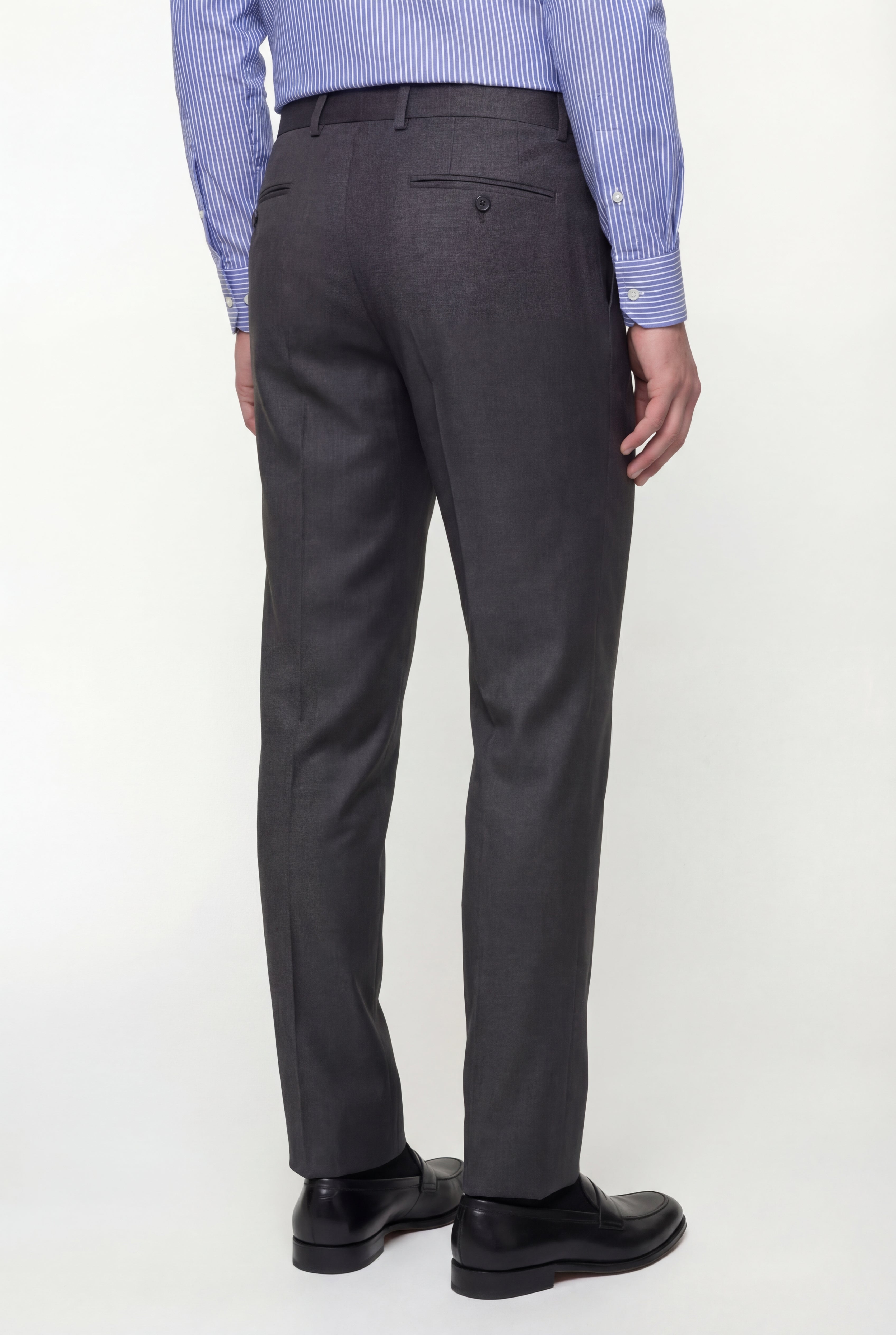 Zane Barläs Oxford Grey Suit — tapered leg trousers back view