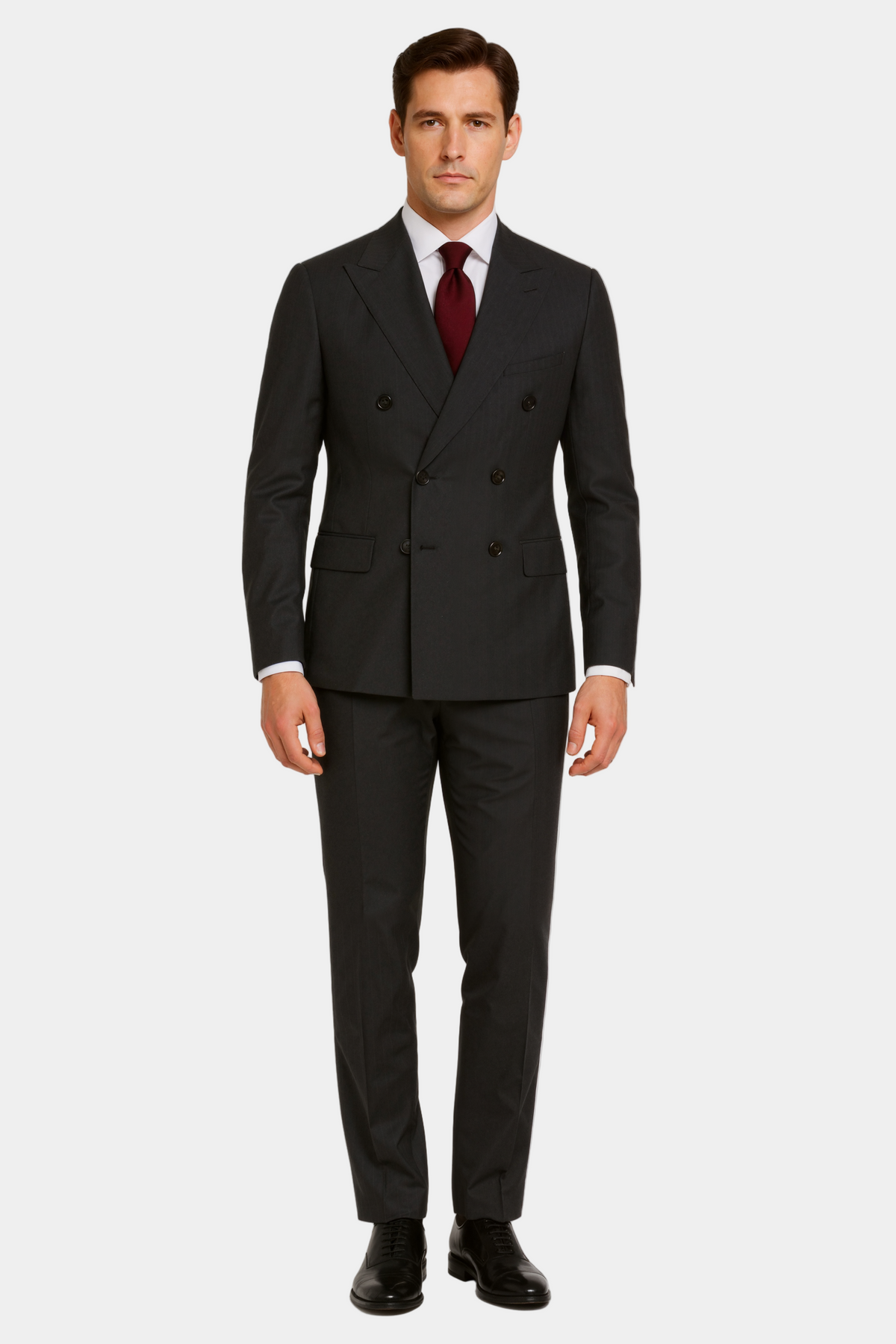 Zane Barläs Grey Double Breasted Suit, lapel and fabric detail close-up