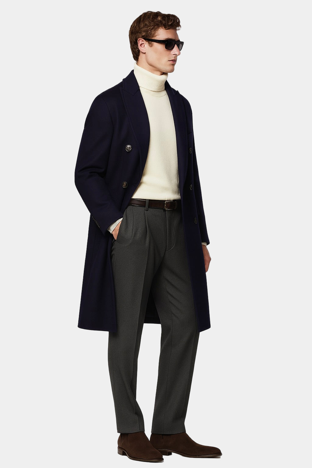 Zane Barläs Navy Blue Cashmere Overcoat, layering allowance over suit men