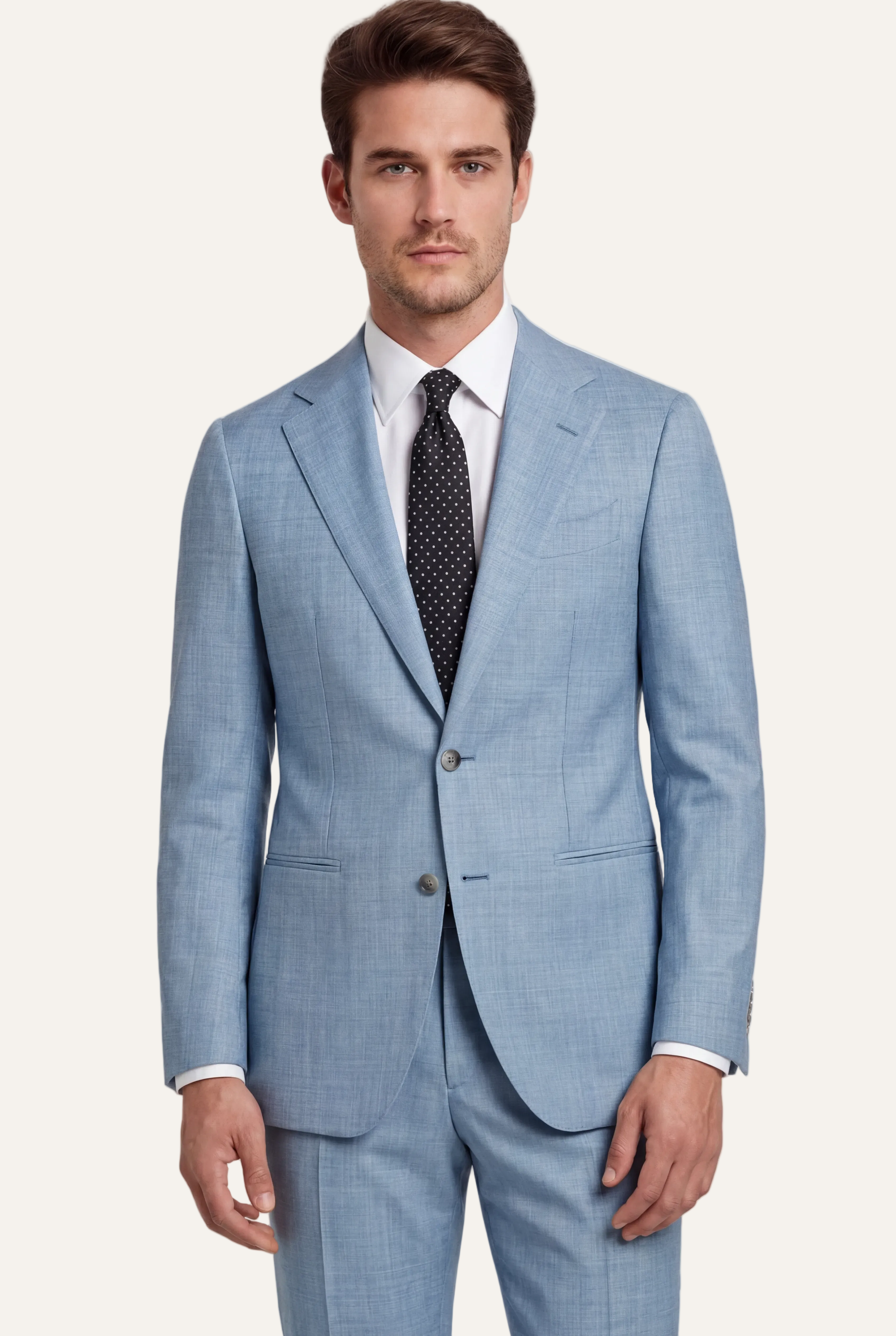 Zane Barläs Oxford Light Blue Suit — front view men tailored Italian wool suit