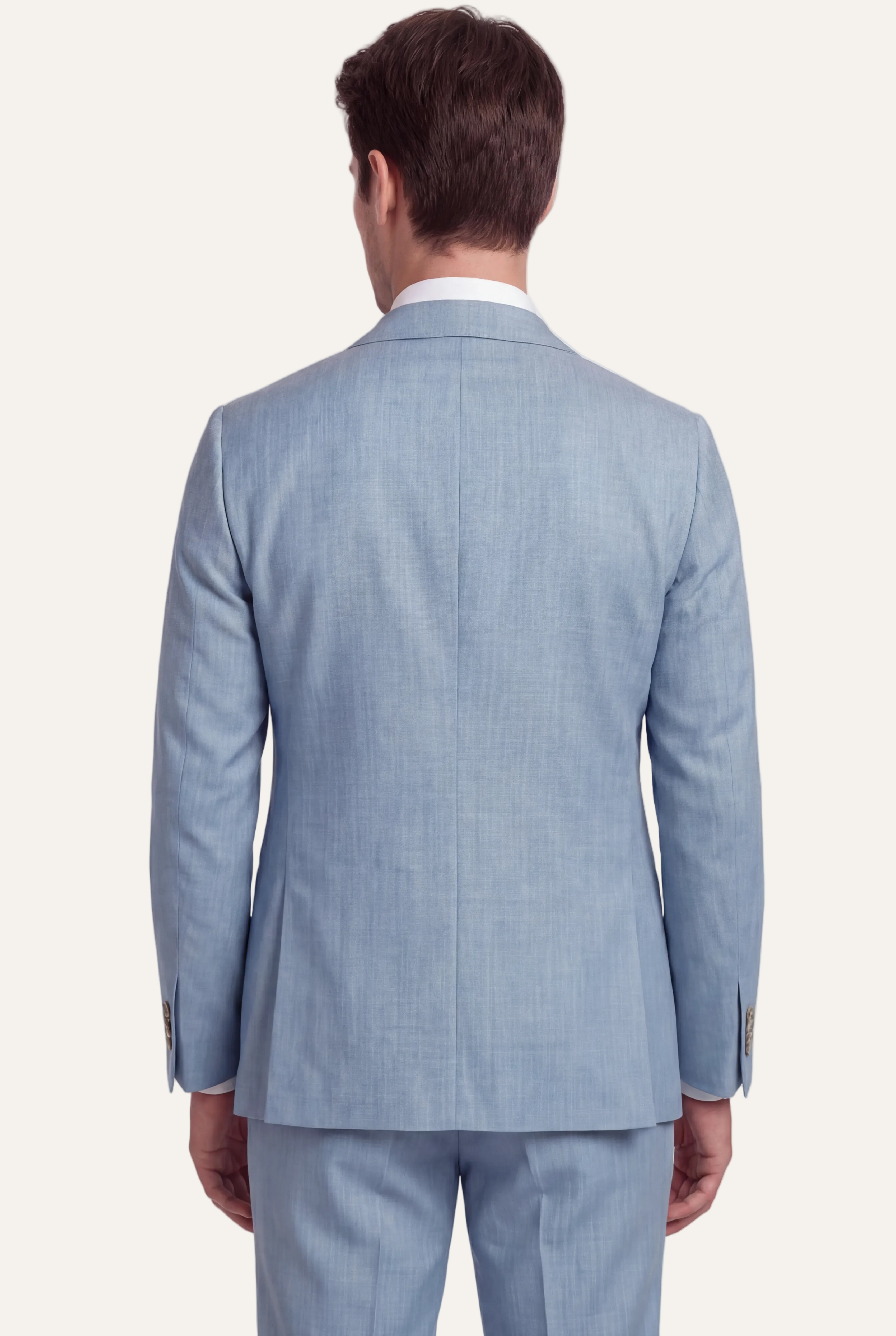 Zane Barläs Oxford Light Blue Suit — back view single vent clean silhouette