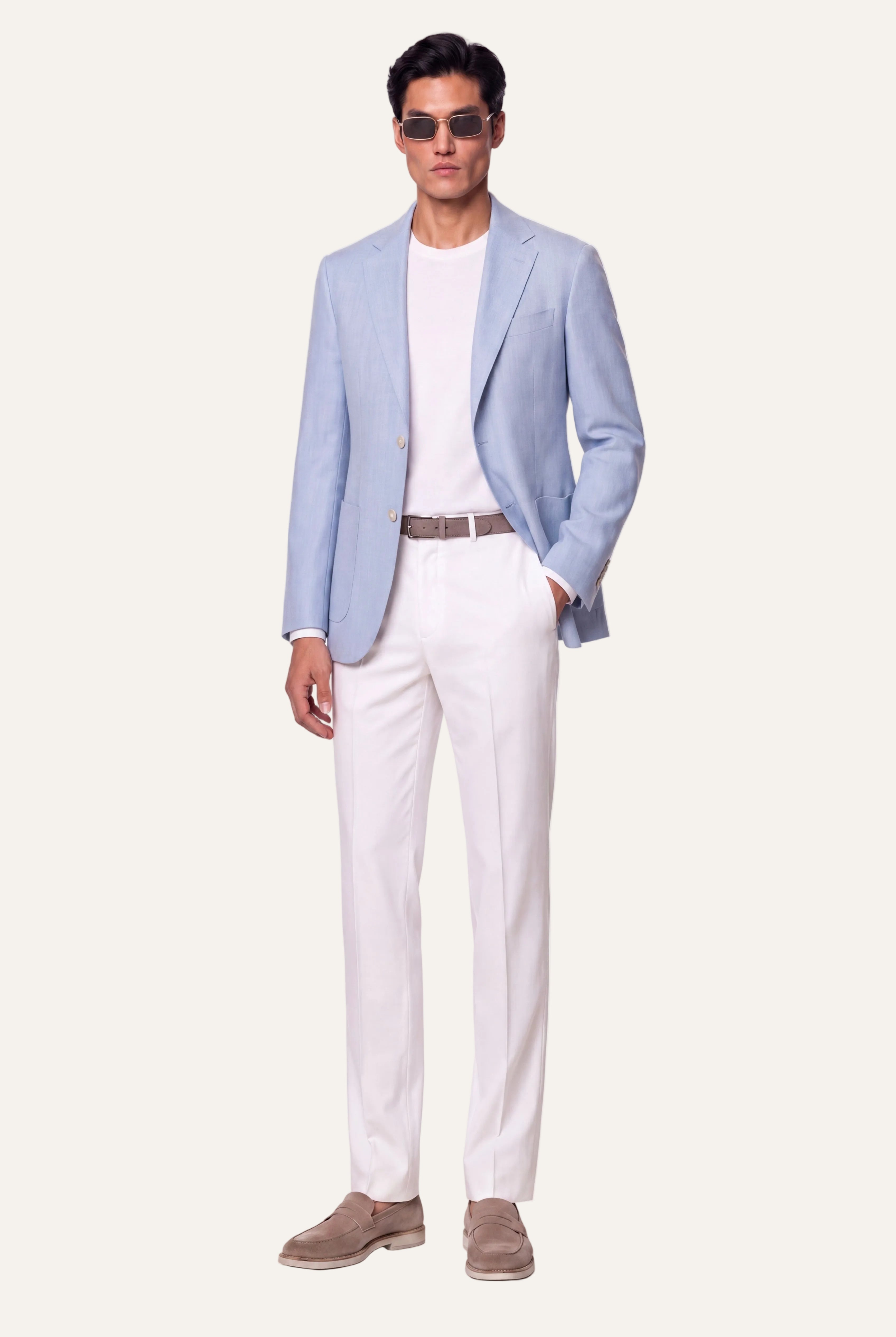 Zane Barläs Light Blue Jacket. Full front view single breasted blazer separates