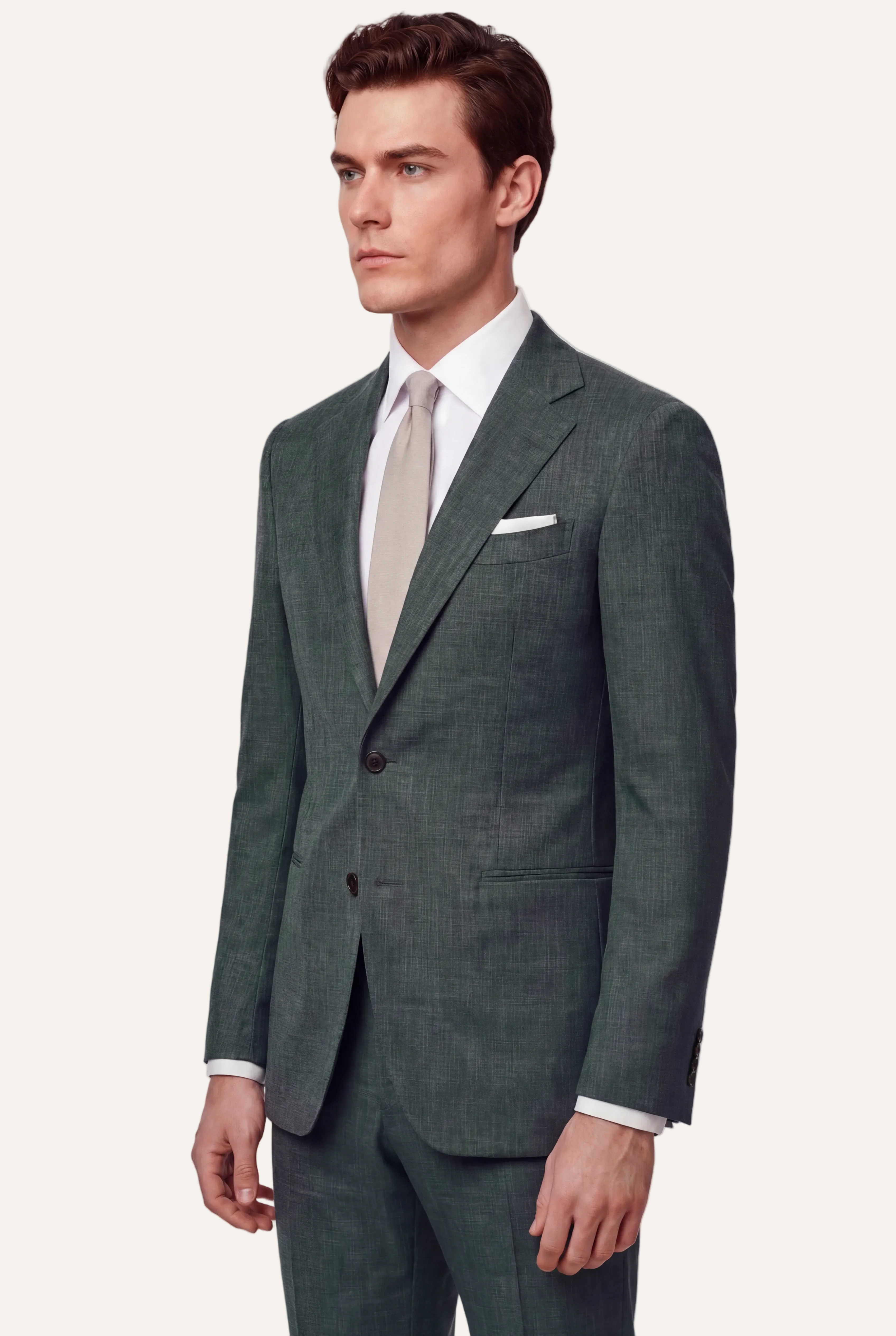 Zane Barläs Oxford Mid Green Suit, three-quarter front view tailored fit