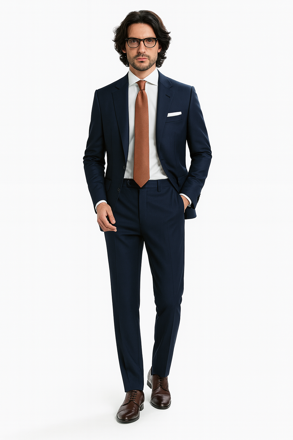 Zane Barläs Oxford Navy Plain Suit, styled editorial shot on model