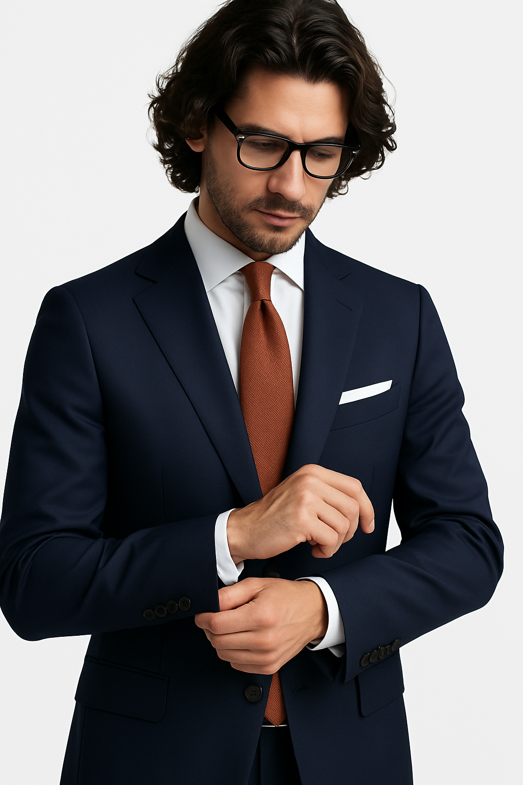 Zane Barläs Oxford Navy Plain Suit, front view on model