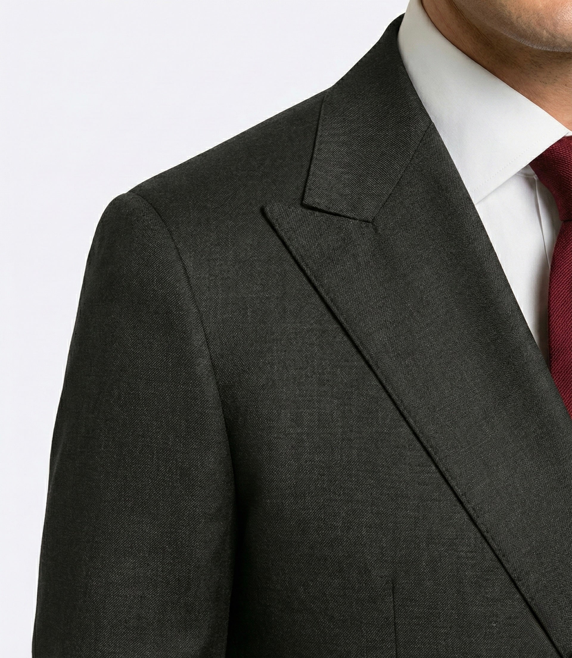 Zane Barläs Grey Double Breasted Suit, natural shoulder construction detail