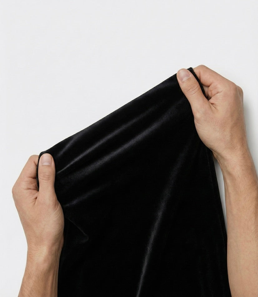Zane Barläs Black Velvet Dinner Jacket, natural stretch velvet and silk blend