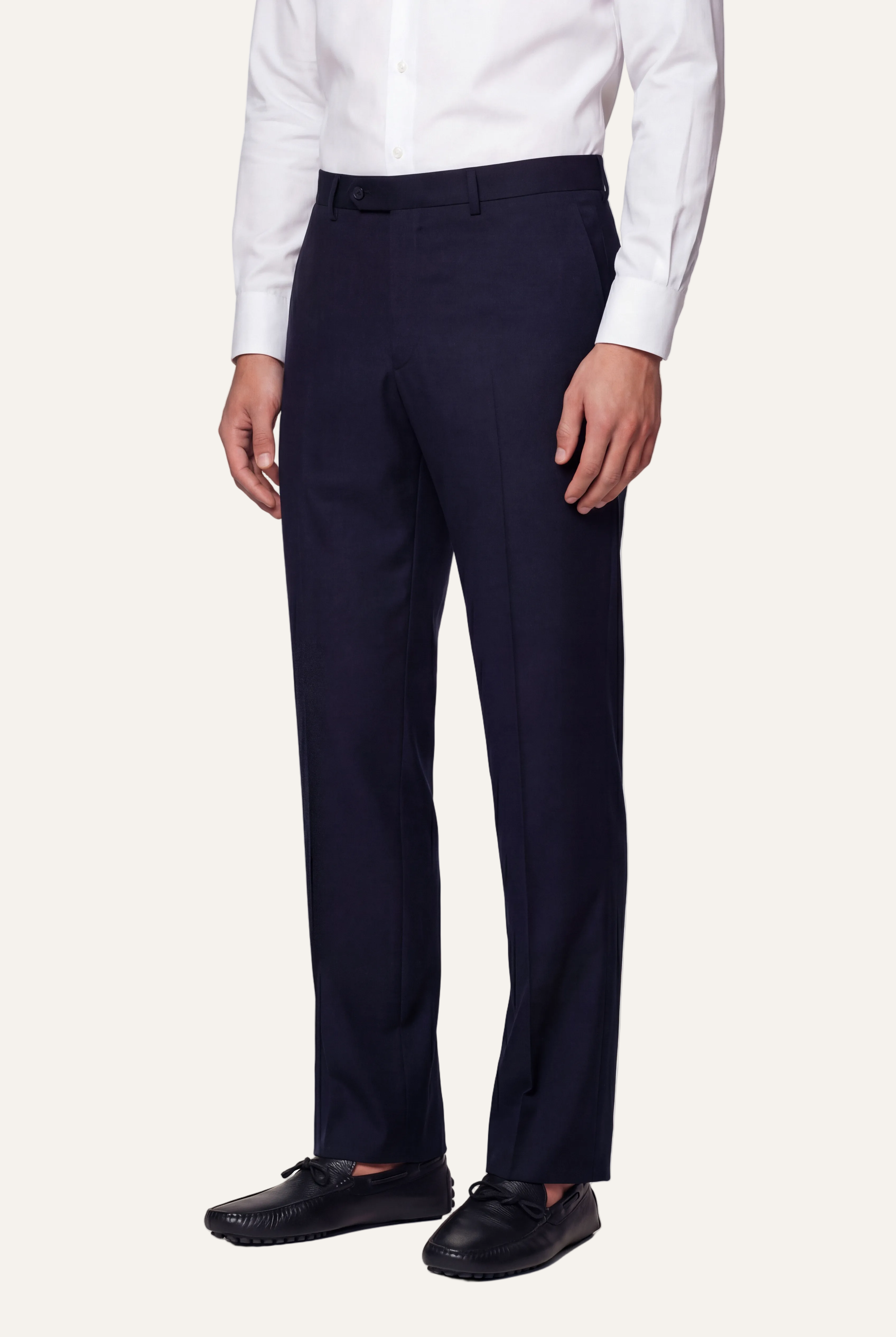 Zane Barläs Manhattan Navy Suit — flat front tapered leg trousers front view