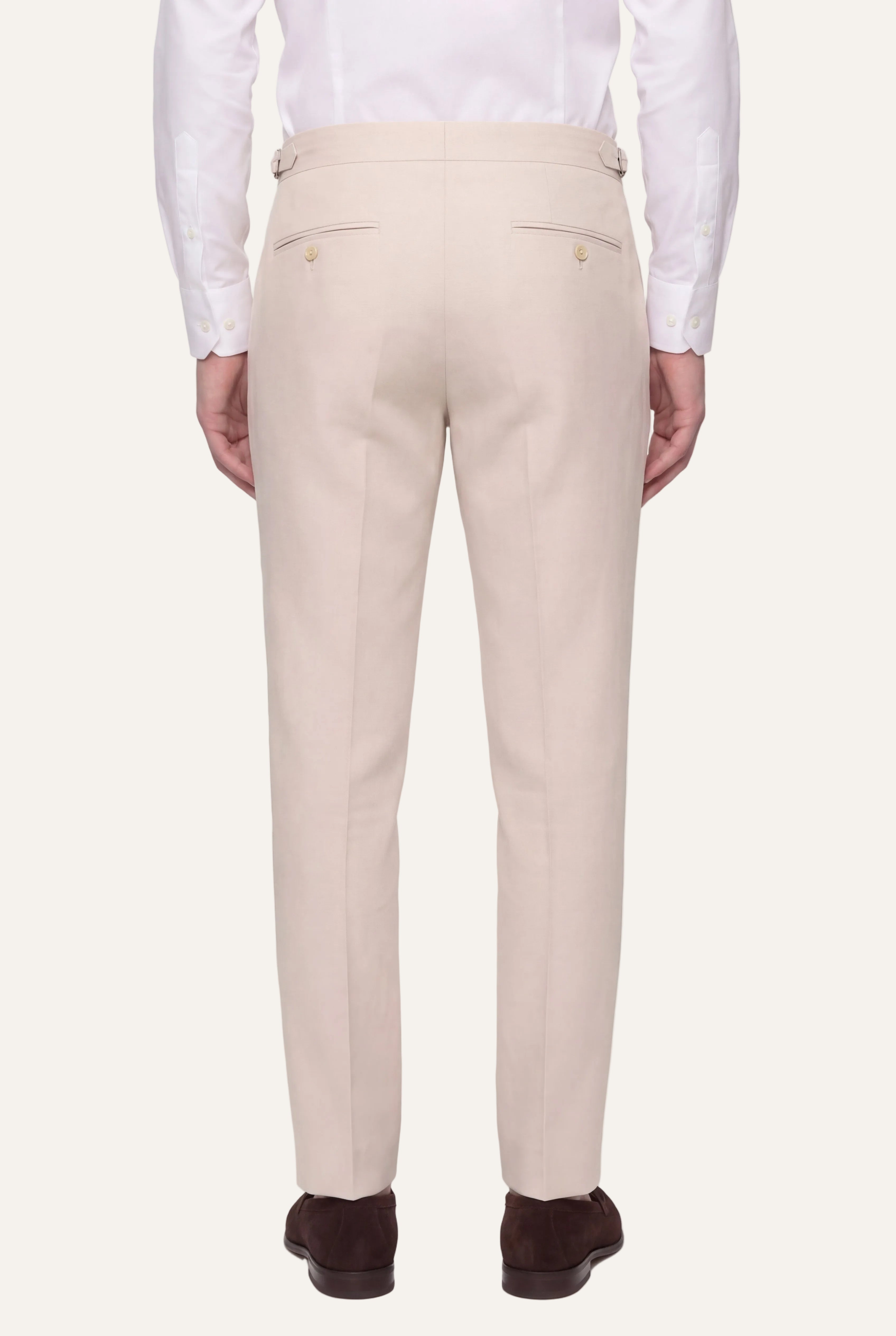 Zane Barläs Oxford Off-White Suit — tapered leg trousers back view