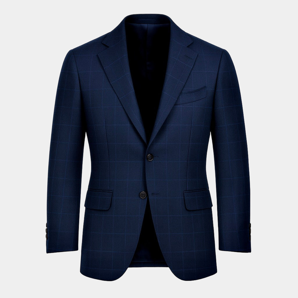 Zane Barläs Oxford Navy Windowpane Suit, ghost mannequin shape retention