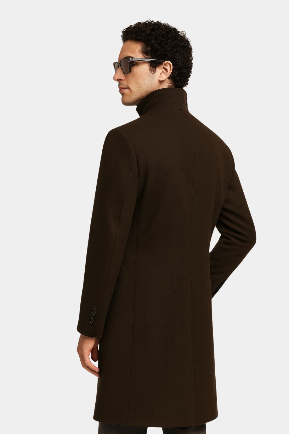 Zane Barläs Brown Wool Overcoat, tailored silhouette over suit men
