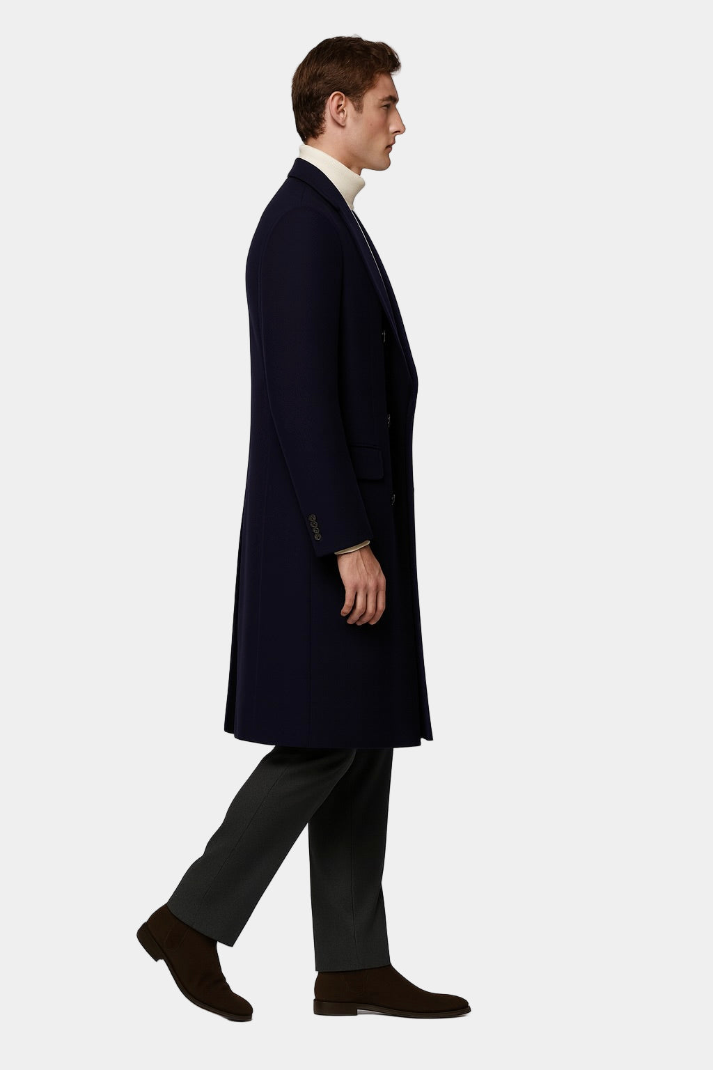 Zane Barläs Navy Blue Cashmere Overcoat, tailored silhouette over suit men