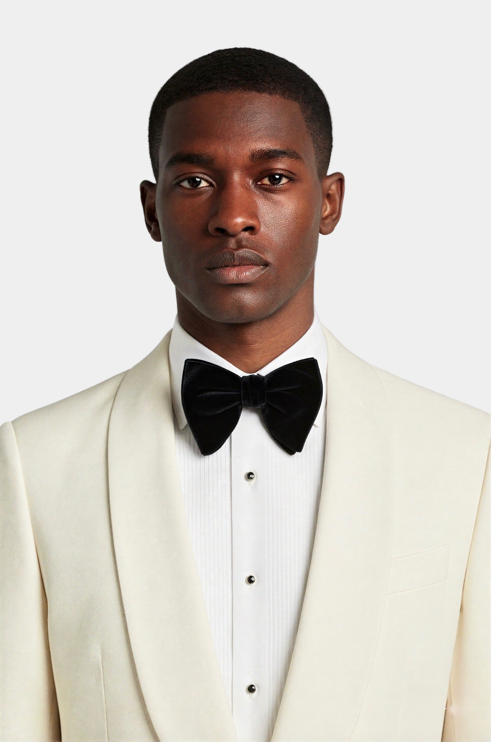 Zane Barläs Off-White Dinner Jacket, full front view on model