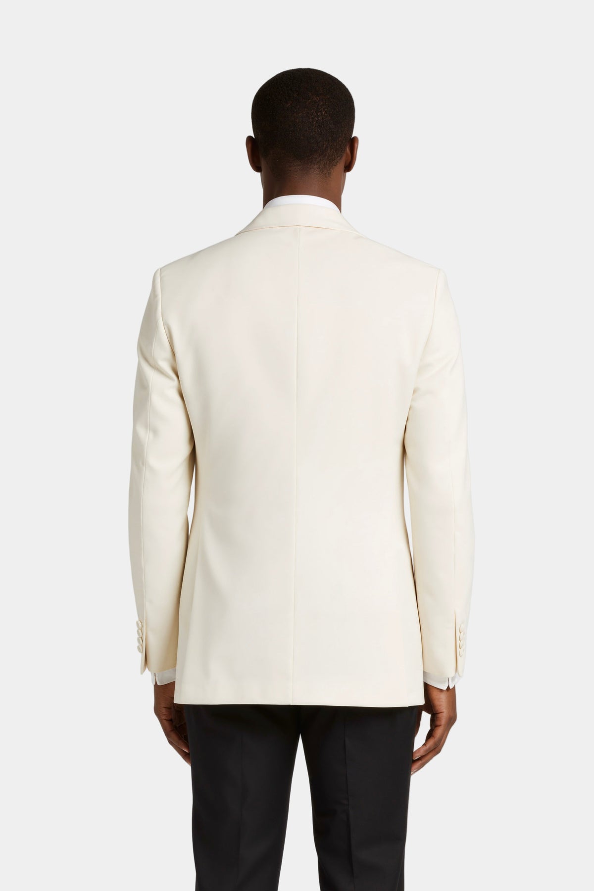 Zane Barläs Off-White Dinner Jacket, back view on model
