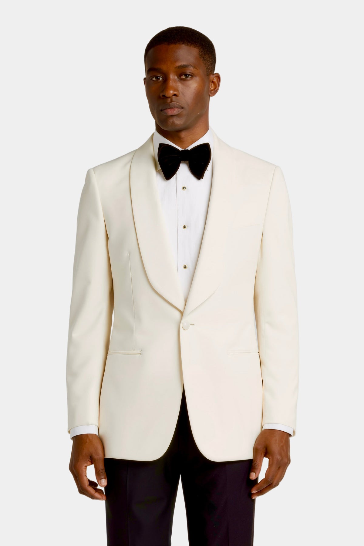 Zane Barläs Off-White Dinner Jacket, front view on model