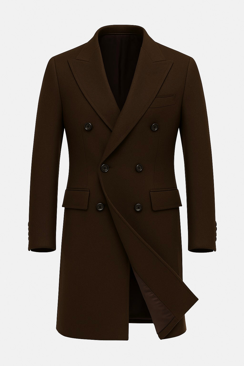 Zane Barläs Brown Wool Overcoat, wind-resistant wool and cashmere construction