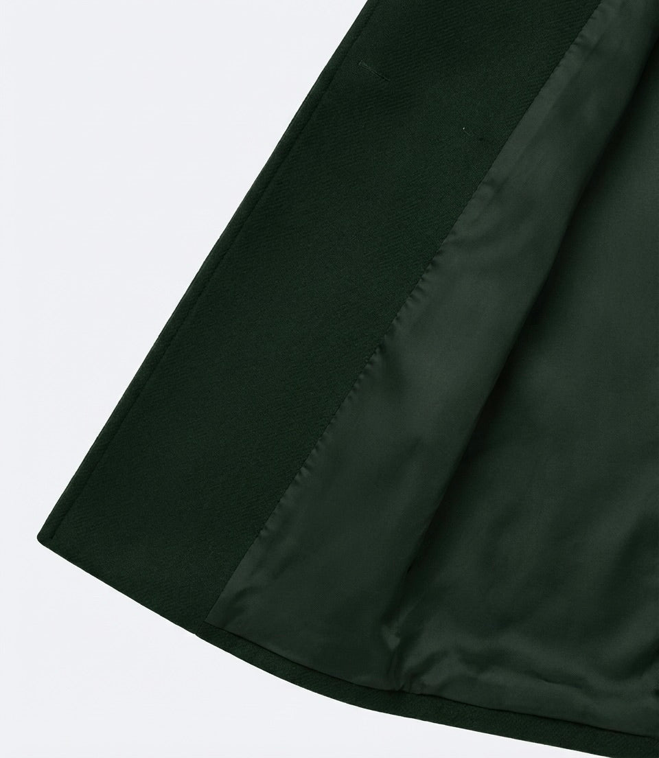 Zane Barläs Green Wool Overcoat, wind-resistant wool and cashmere construction