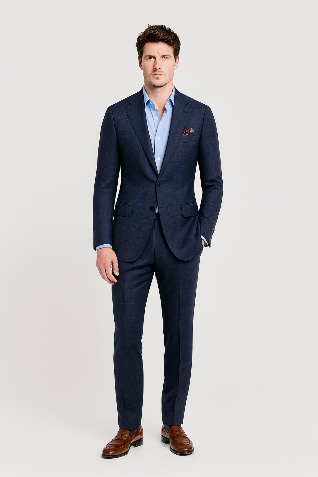 Navy Windowpane Suit