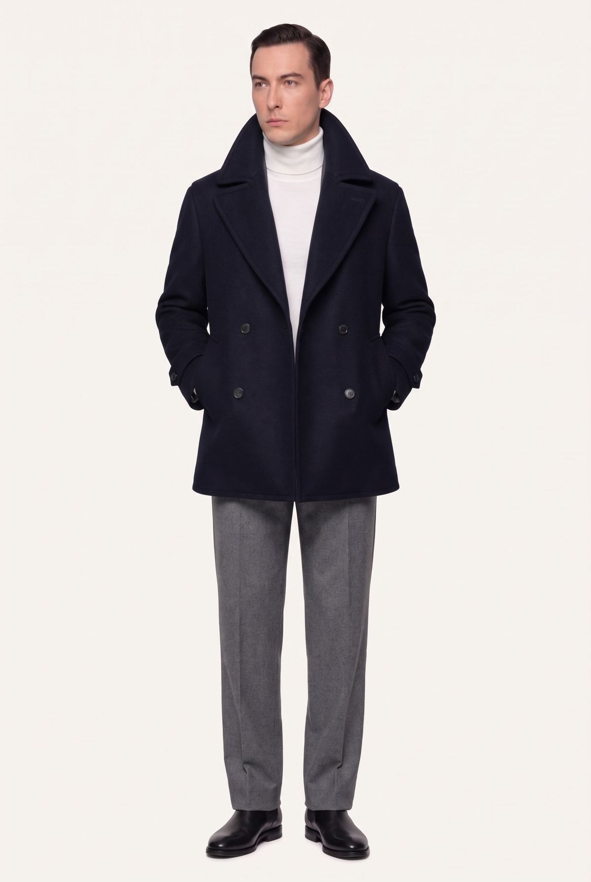 Harbour Navy Peacoat, full front view