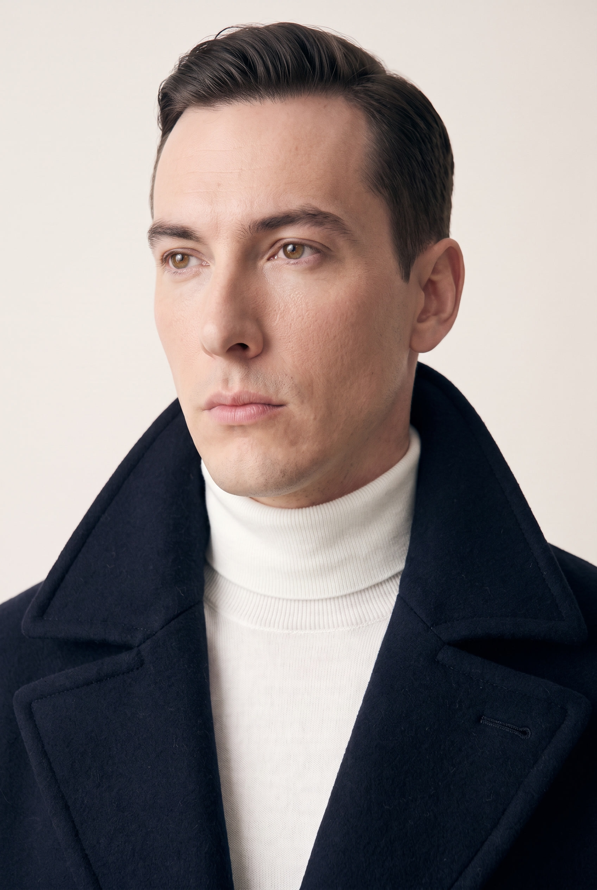 Harbour Navy Peacoat, chest up portrait view