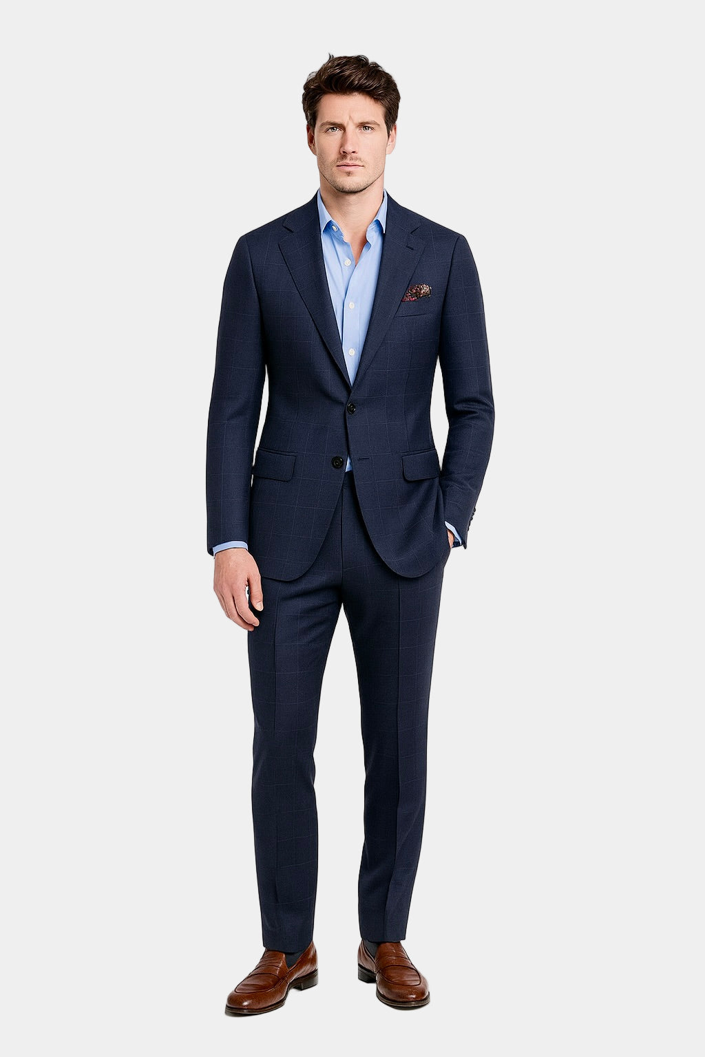 Zane Barläs Oxford Navy Windowpane Suit, fabric detail close-up