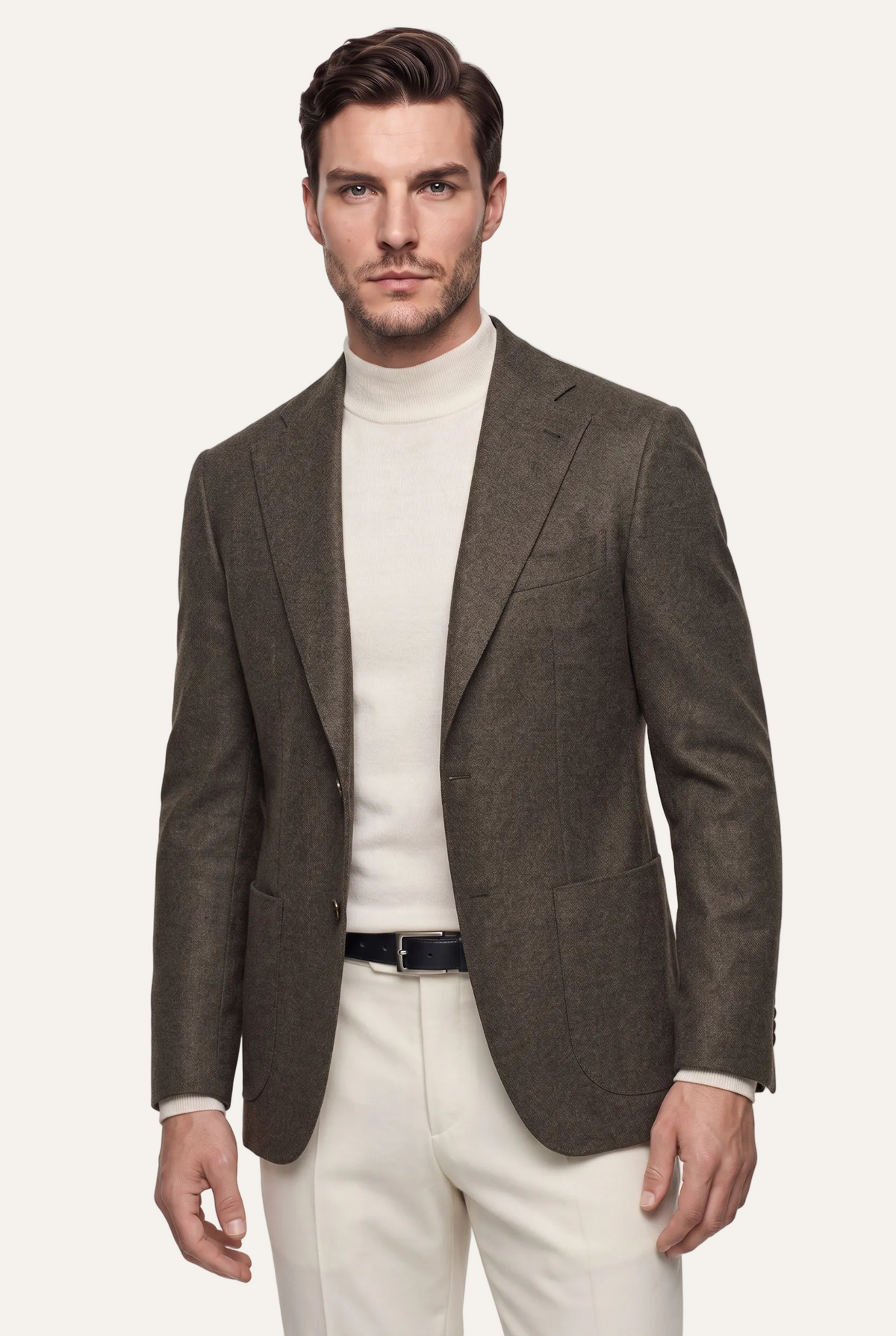 Oxford Brown Flannel Jacket, front three quarter view