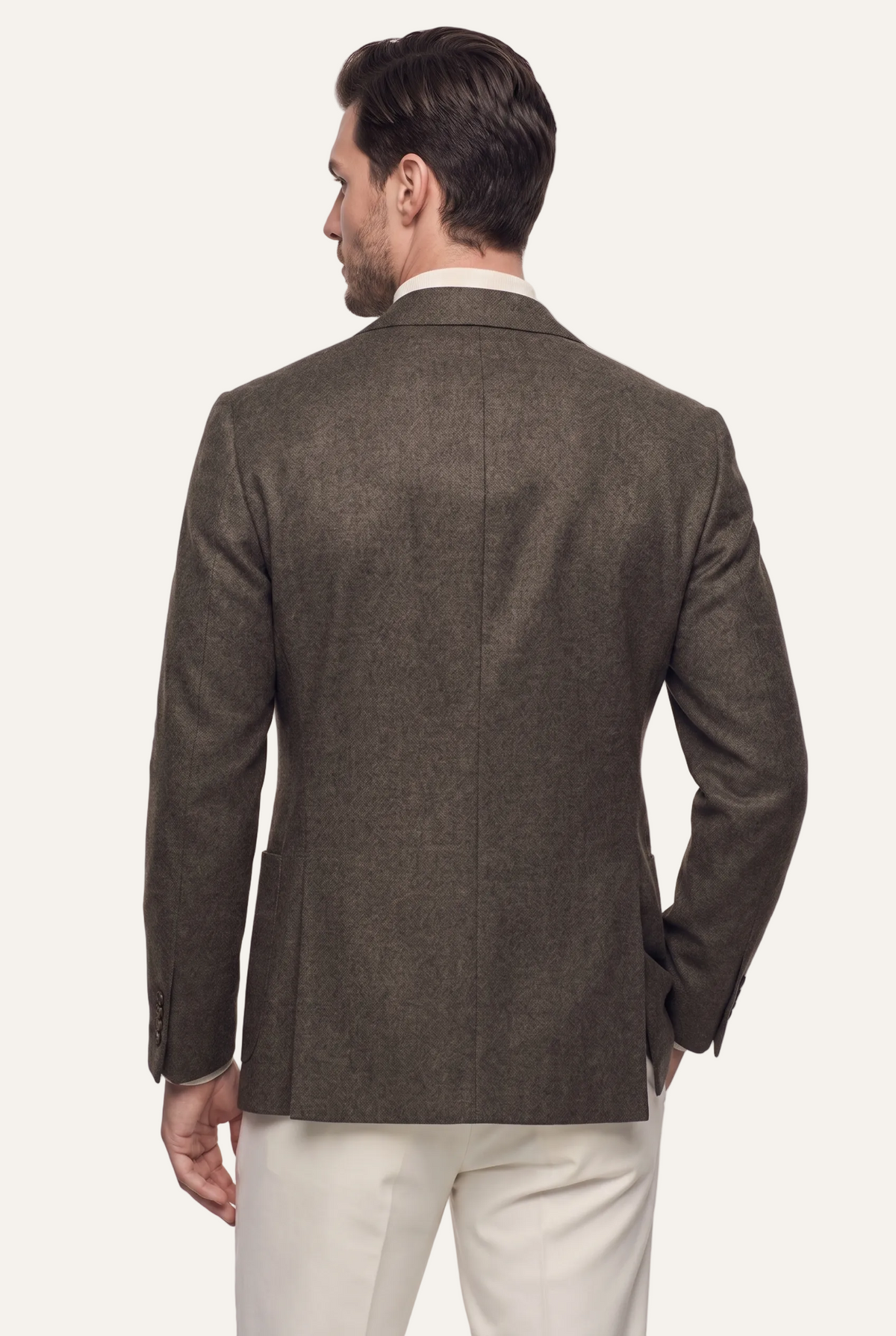 Oxford Brown Flannel Jacket, three quarter back view