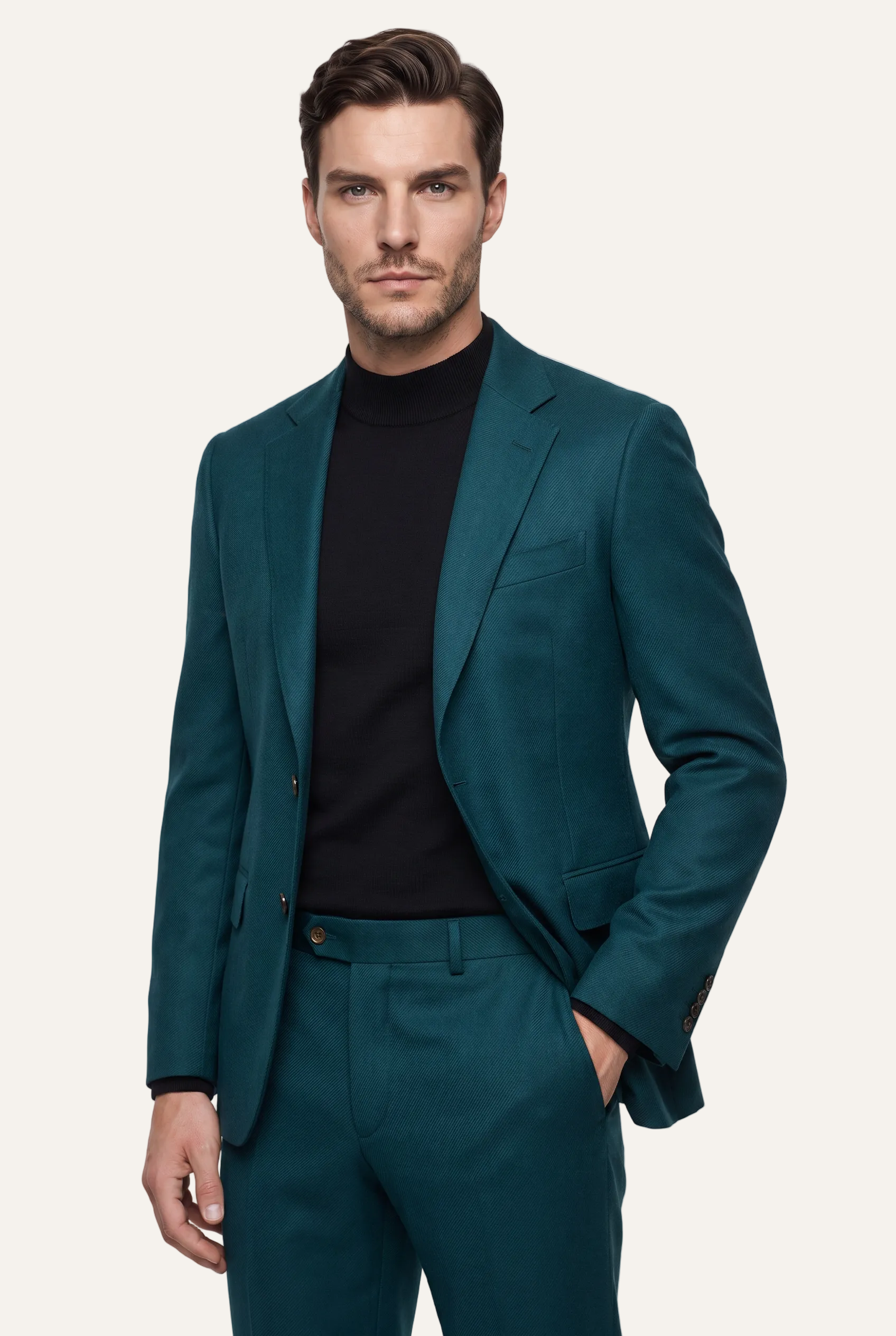 Oxford Turquoise Suit, front three quarter view