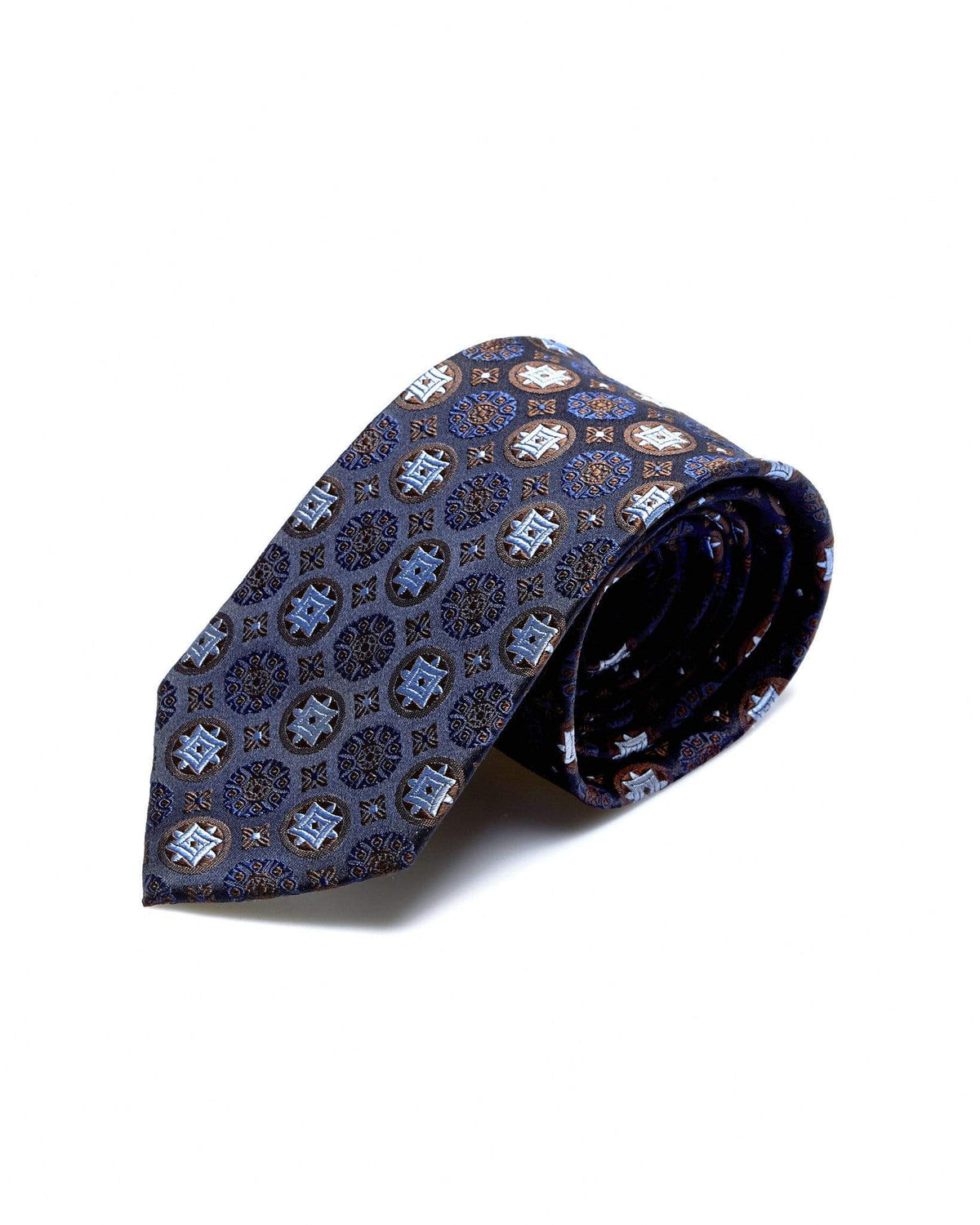 Zane Barläs Navy Silk Tie, on white background