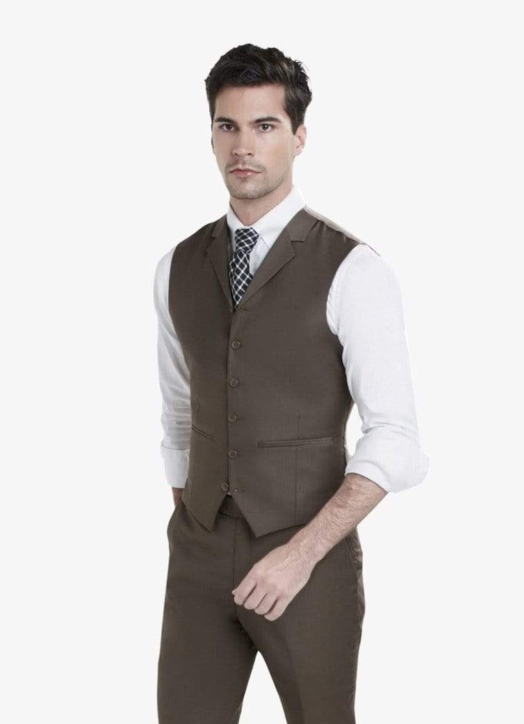 Zane Barläs Brown Waistcoat, front view on model