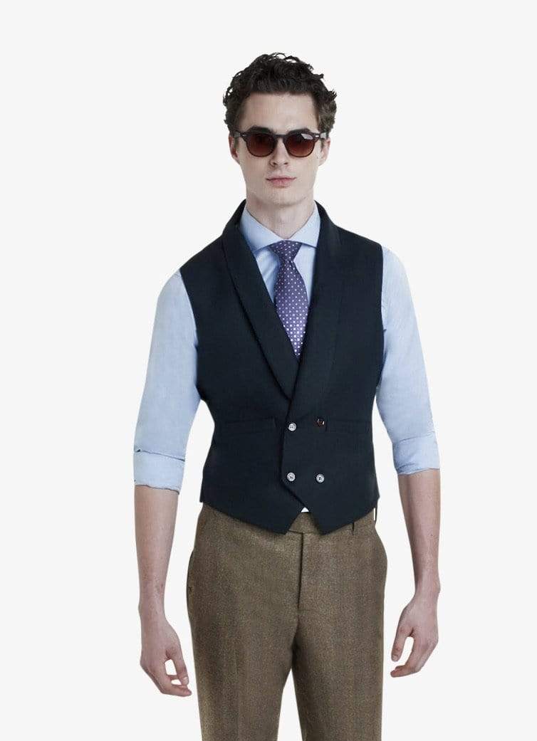 Zane Barläs Charcoal Waistcoat, front view on model