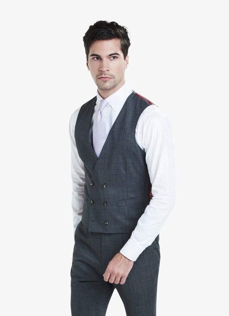 Zane Barläs Grey Plain Waistcoat, back view on model