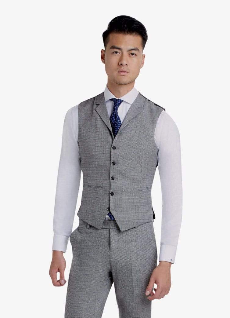 Zane Barläs Grey Waistcoat, front view on model